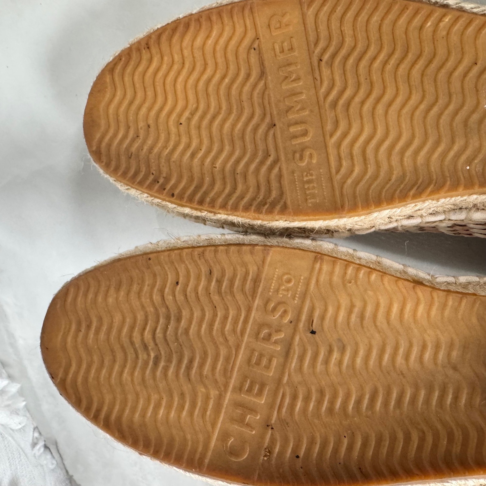 Soludos Woven Espadrilles Slip On Flats Pale Pink White Resort Cruise Size 41