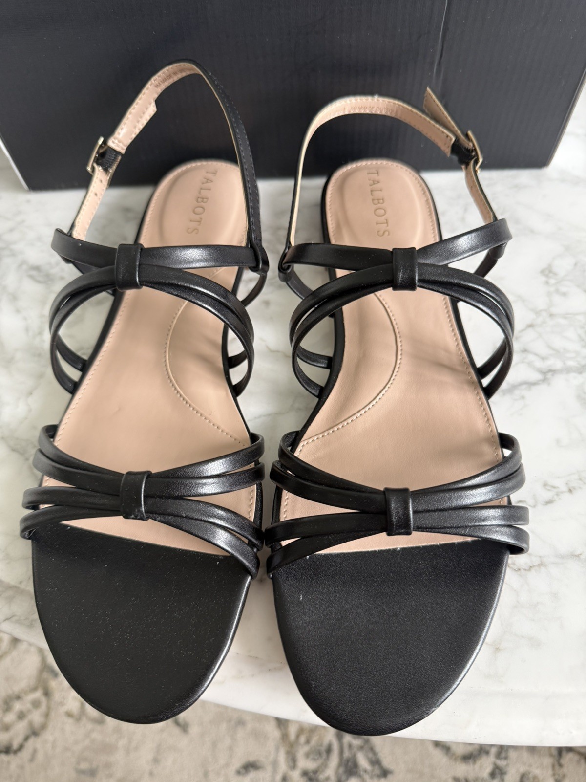 Talbots Aria Cross Black Strap Sandals New In Box