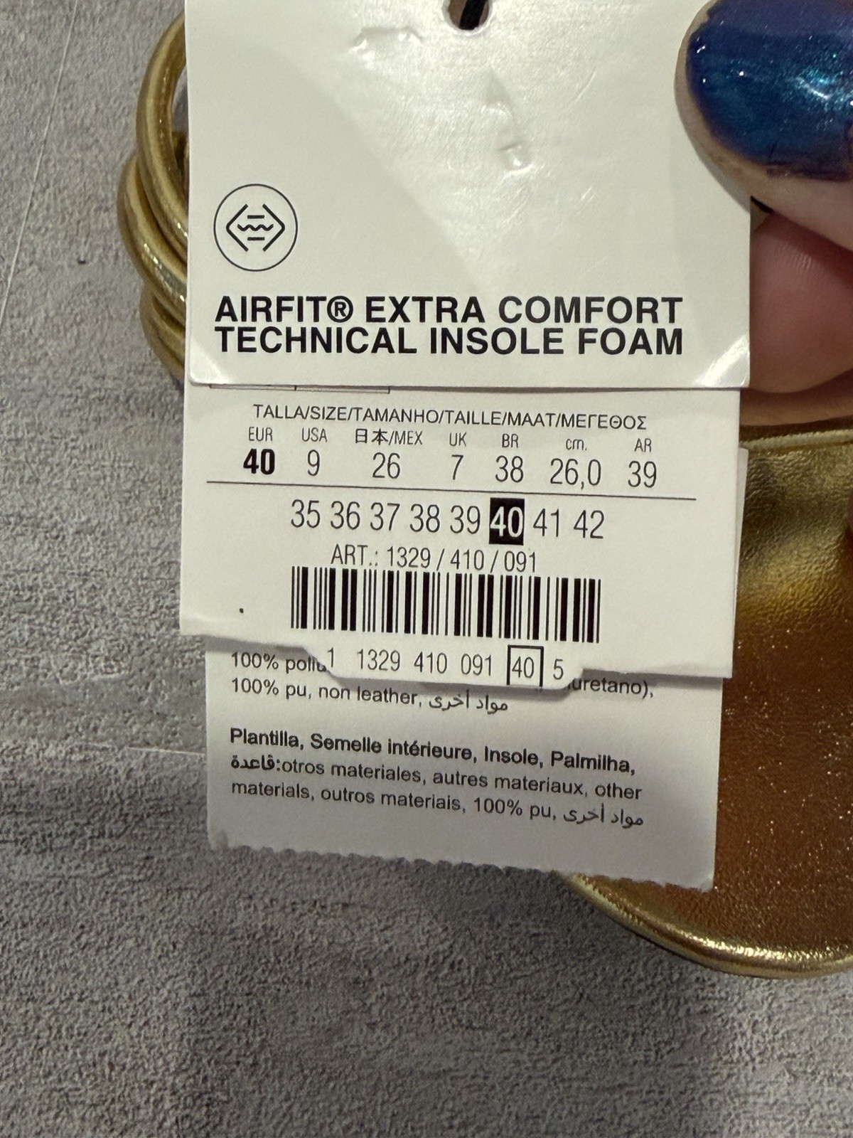 Zara Gold Metallic Heeled Sandals AIRFIT New With Tags Size 40 US 9