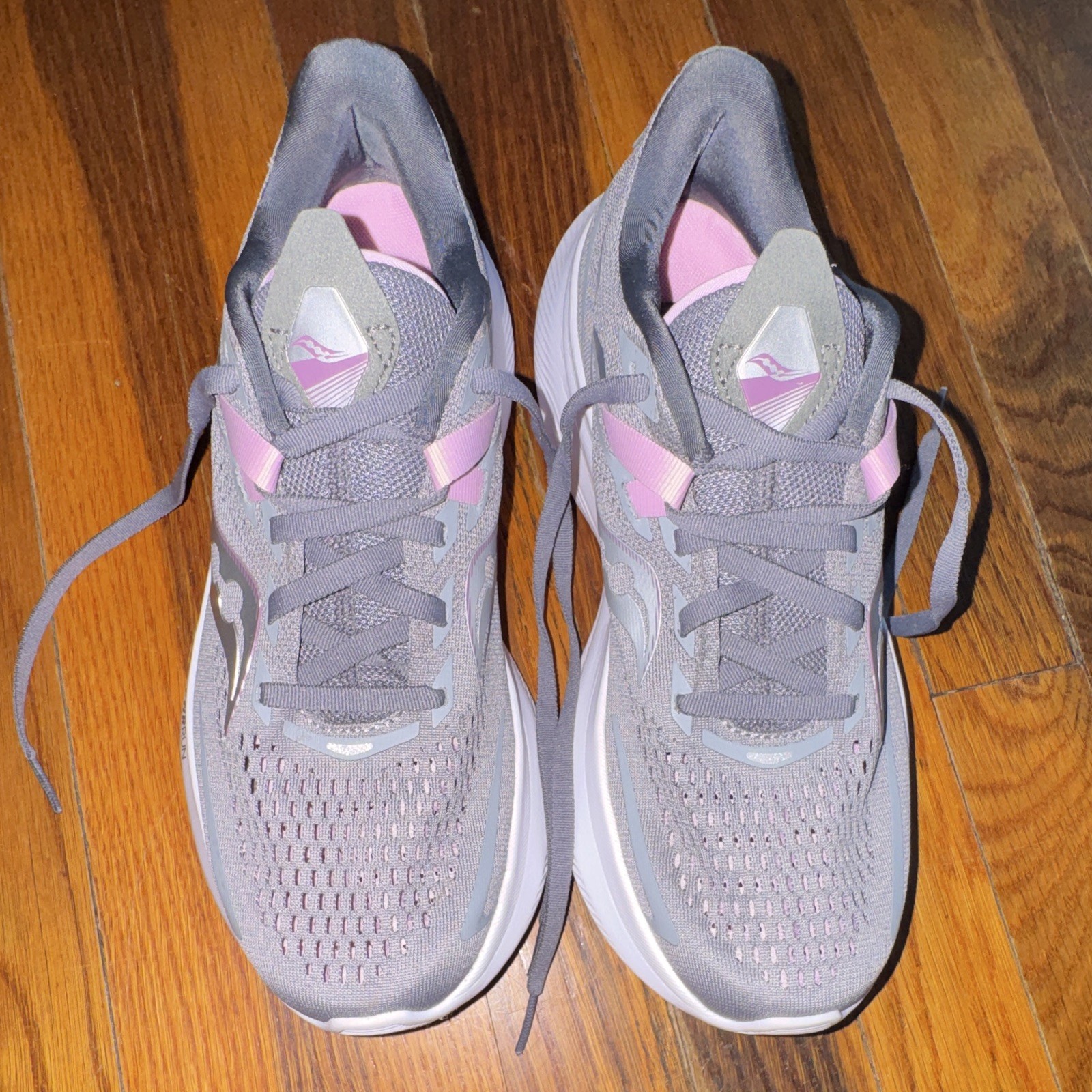 Saucony Ride 15 Women’s Mesh Lace-Up Low Top Running Sneakers Gray Pink