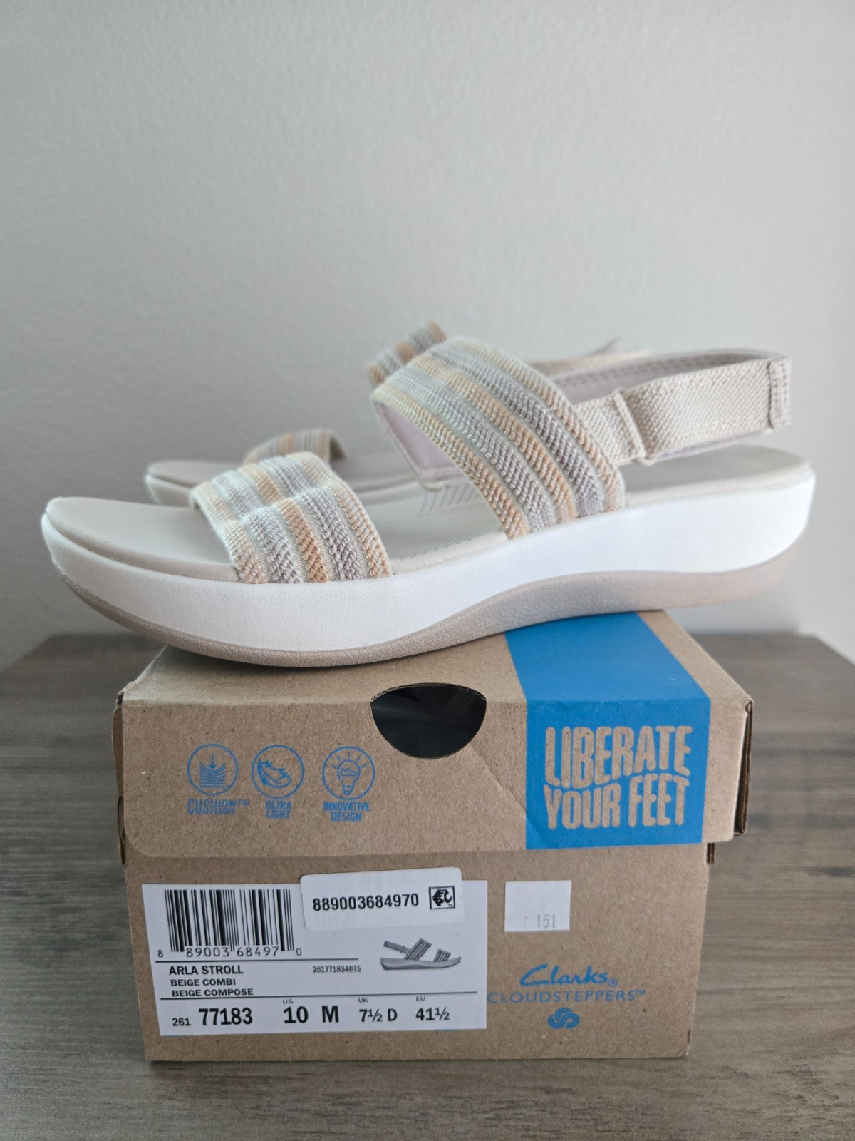 Clarks Cloudsteppers Arla Stroll Slingback Sandal Beige Multicolor Size 10M
