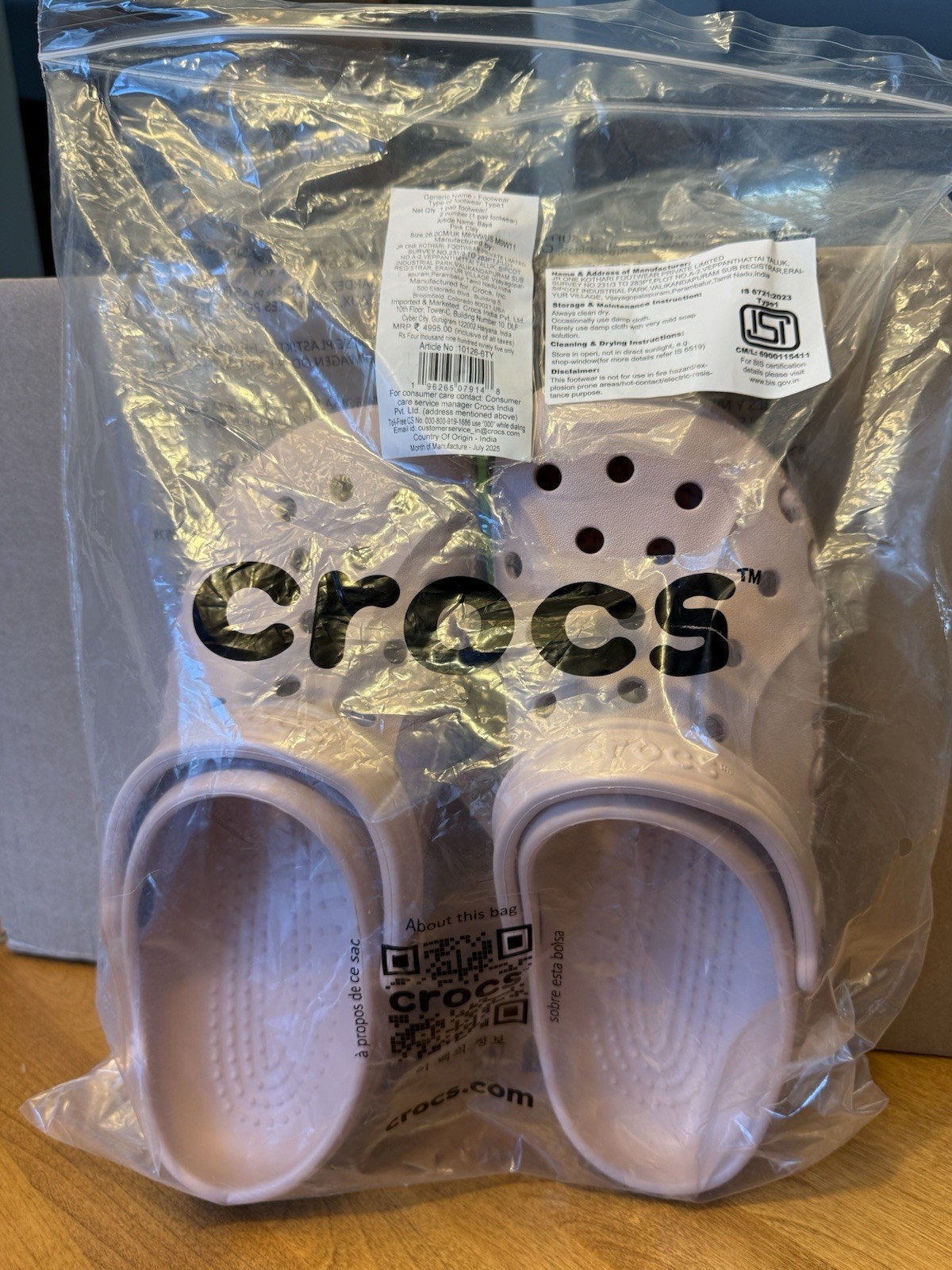 Crocs Baya Light Pink Slip On Slide Clogs Shoes Size US Men’s 9 Women’s 11 NEW
