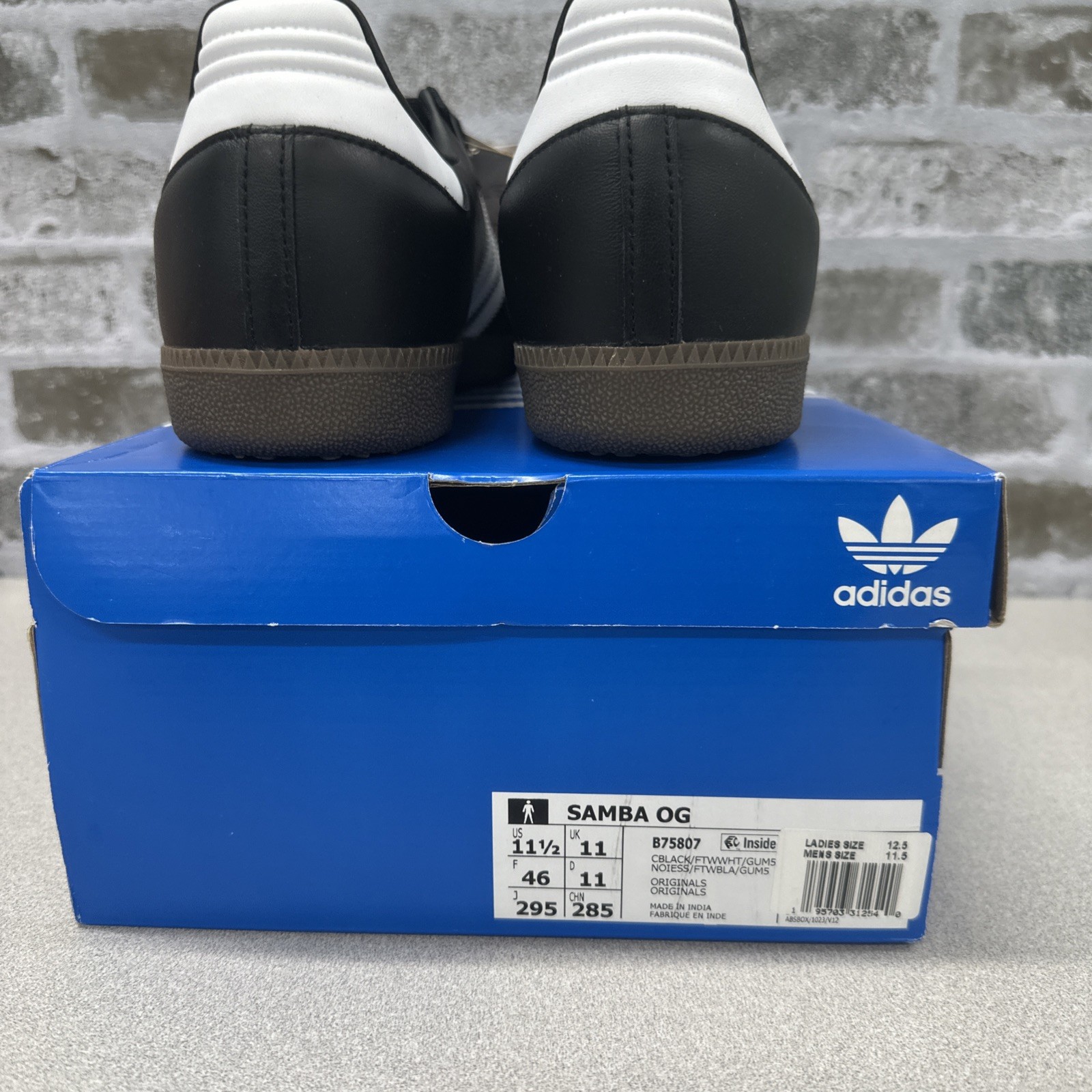 Adidas Black Samba OG Size M11.5 W12.5 B75807 *New