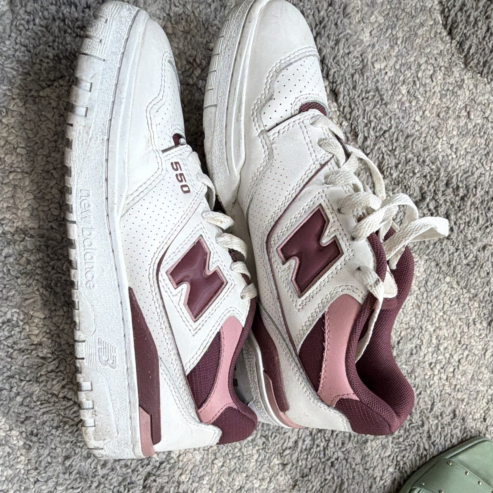 New Balance 550 Washed Burgundy Women’s Leather Low-Top Lace-Up Sneakers