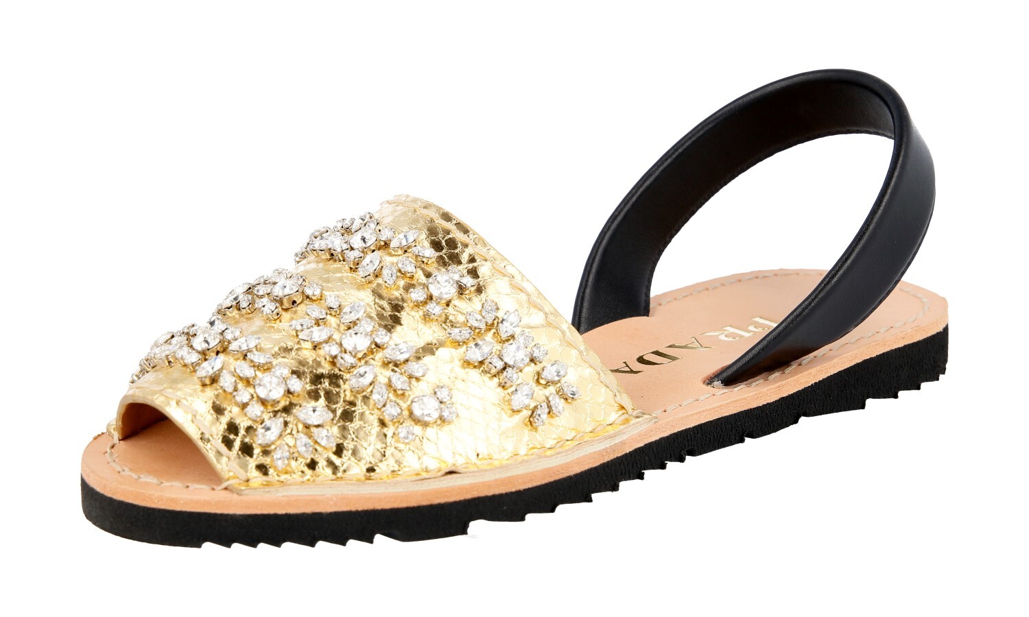 PRADA Leather Crystal Ayers Snake Slides Mules Sandals 1X181G – US 6.5 EU 36,5