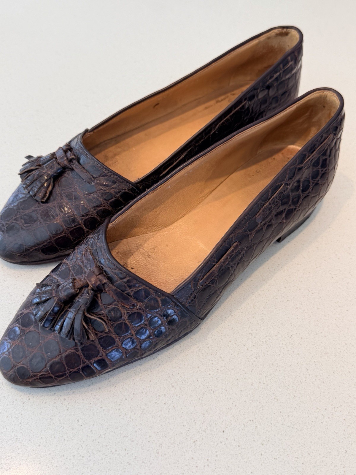 Vintage Ralph Lauren Women’s Size 6B Brown Genuine Crocodile Tassel Loafers