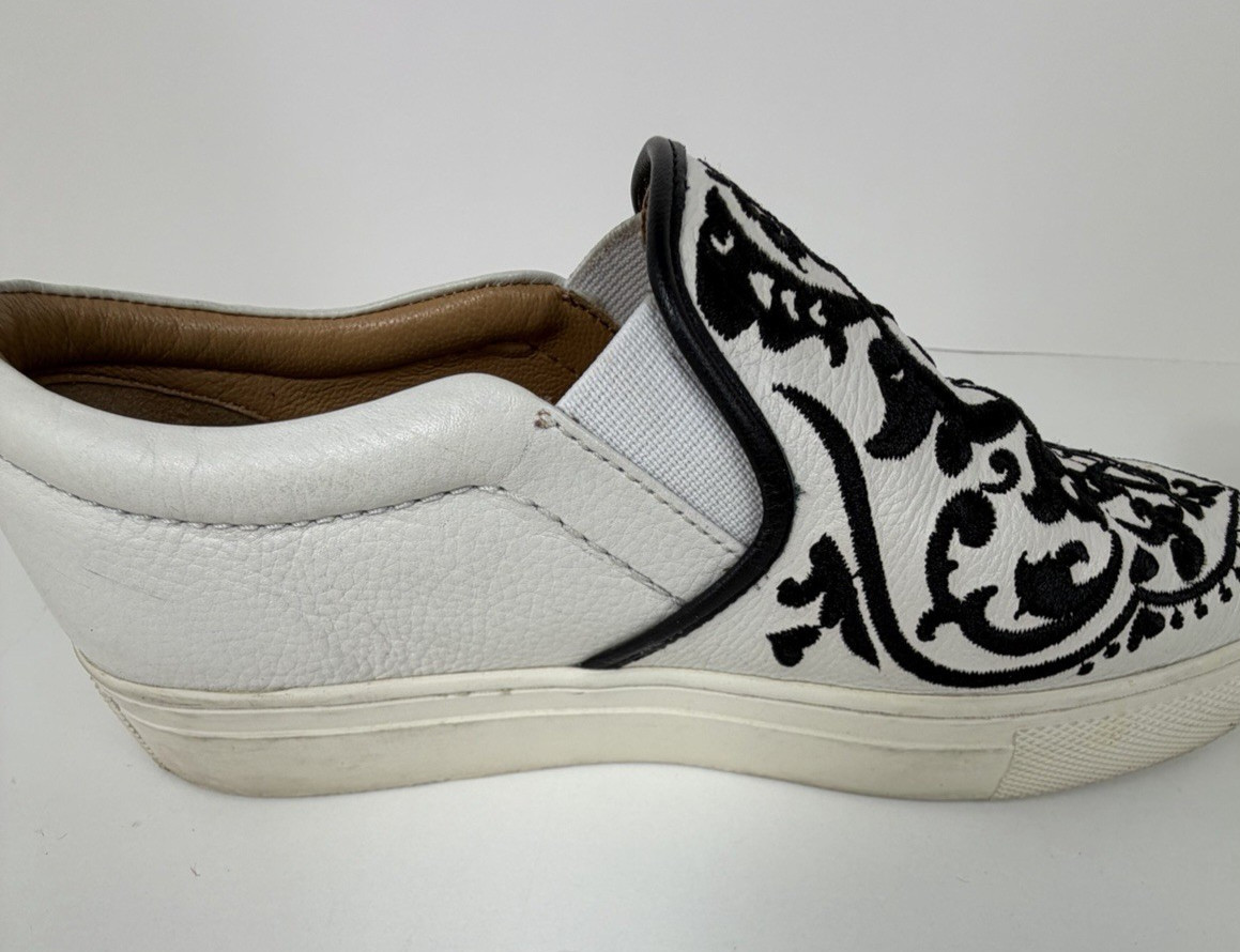 Brighton Women’s Size Moor Casablanca Embroidered Blk/White Leather Sneakers