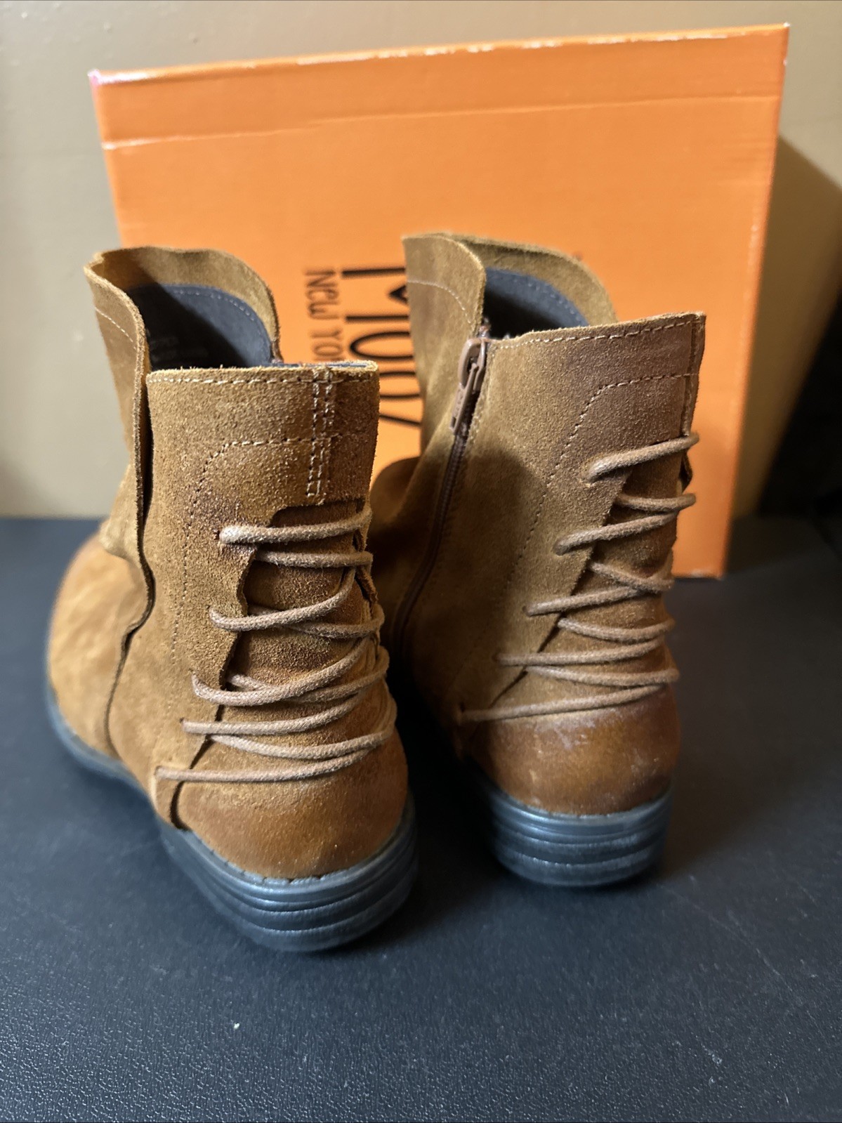 Miz Mooz Suede Ruched Ankle Boots-Dotti-Wheat Suede-EU 40 (US 9-9.5)-NEW-A670295