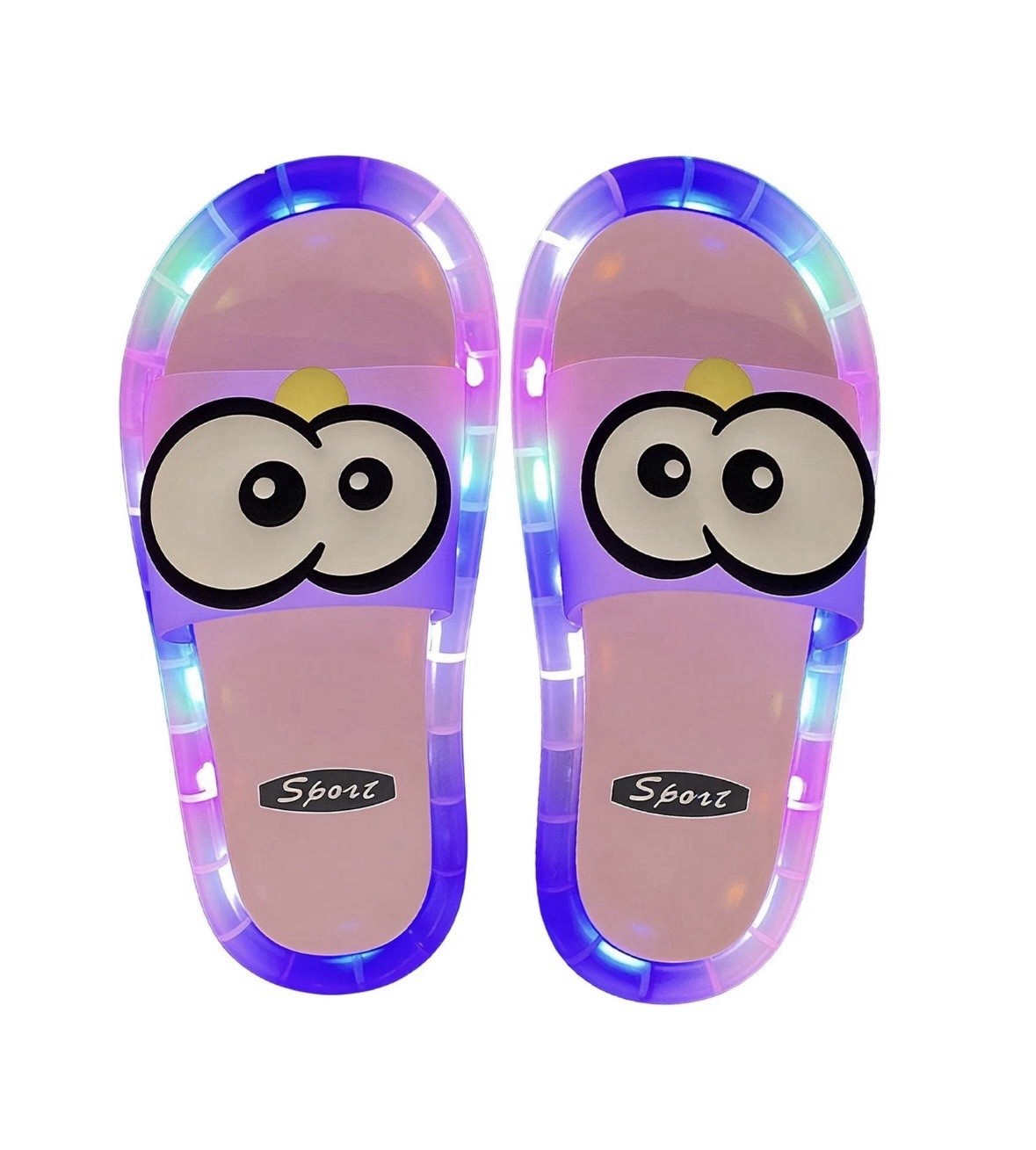 Light Up Slippers Adults Size 8 (42) Illuminated LED Slip On Sandals Pink