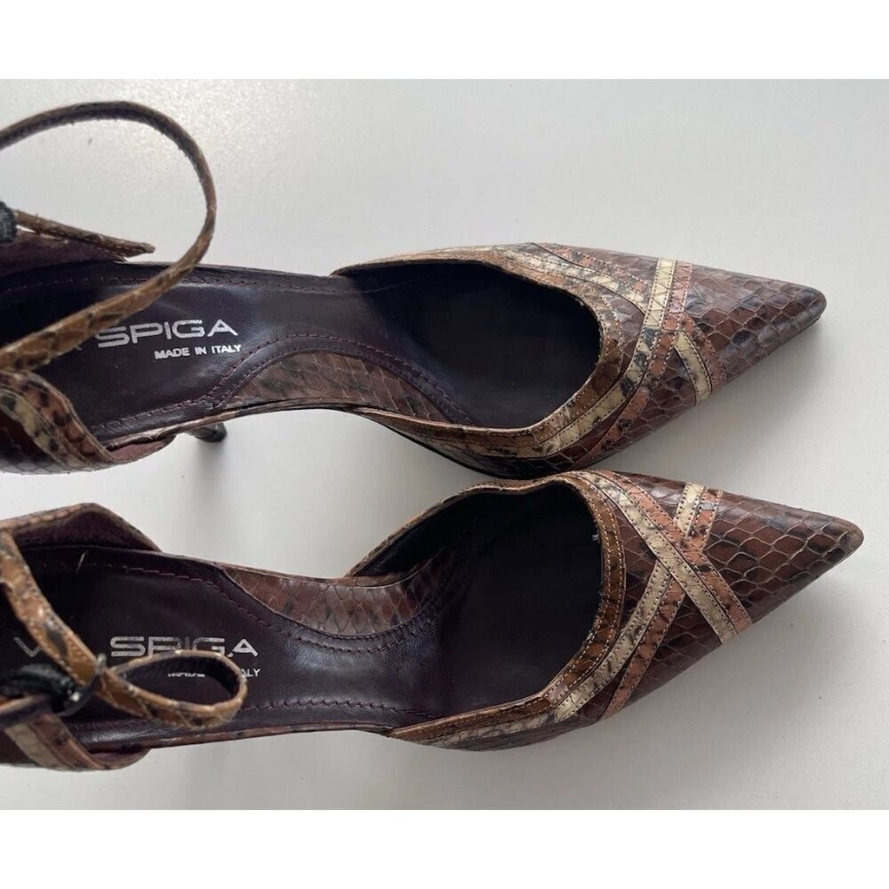 Vintage Via Spiga Snake Skin Leather Brown Multicolor Women’s Sz 8 Italy RARE