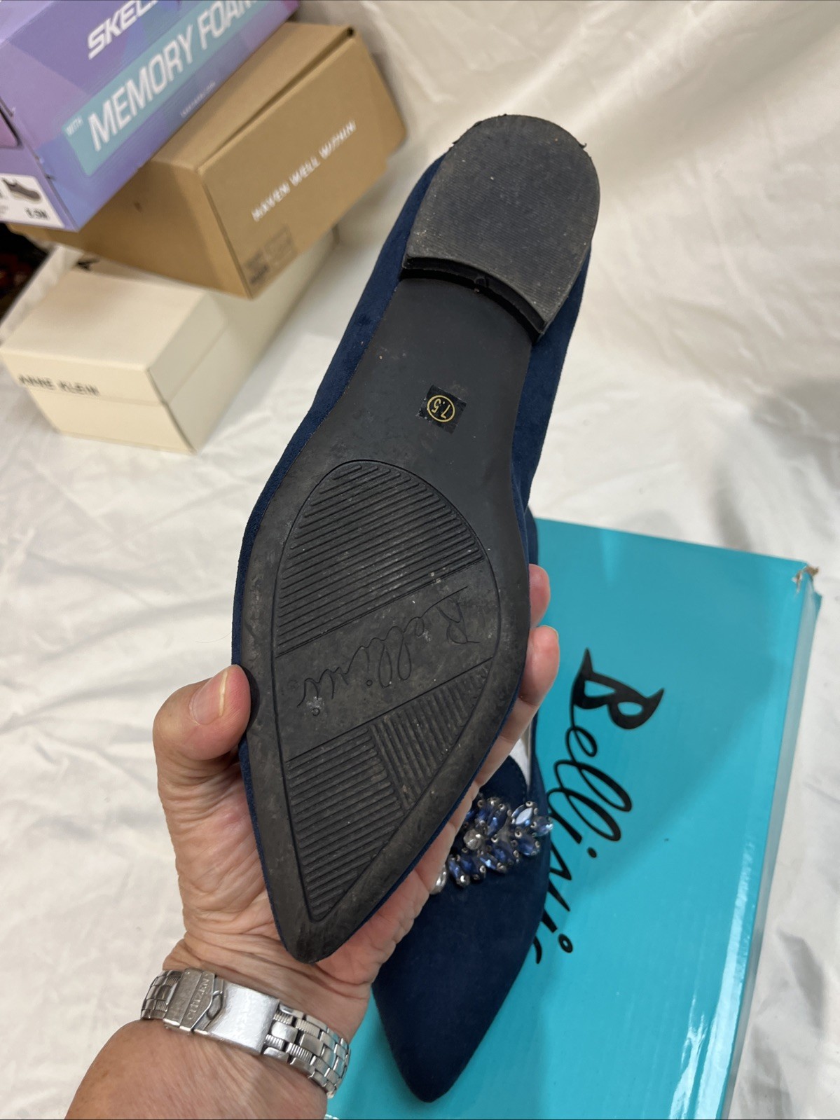 NEW IN BOX WOMENS BELLINI SLIP ON BLUE SHOES SIZE 7.5 FABULOUS II