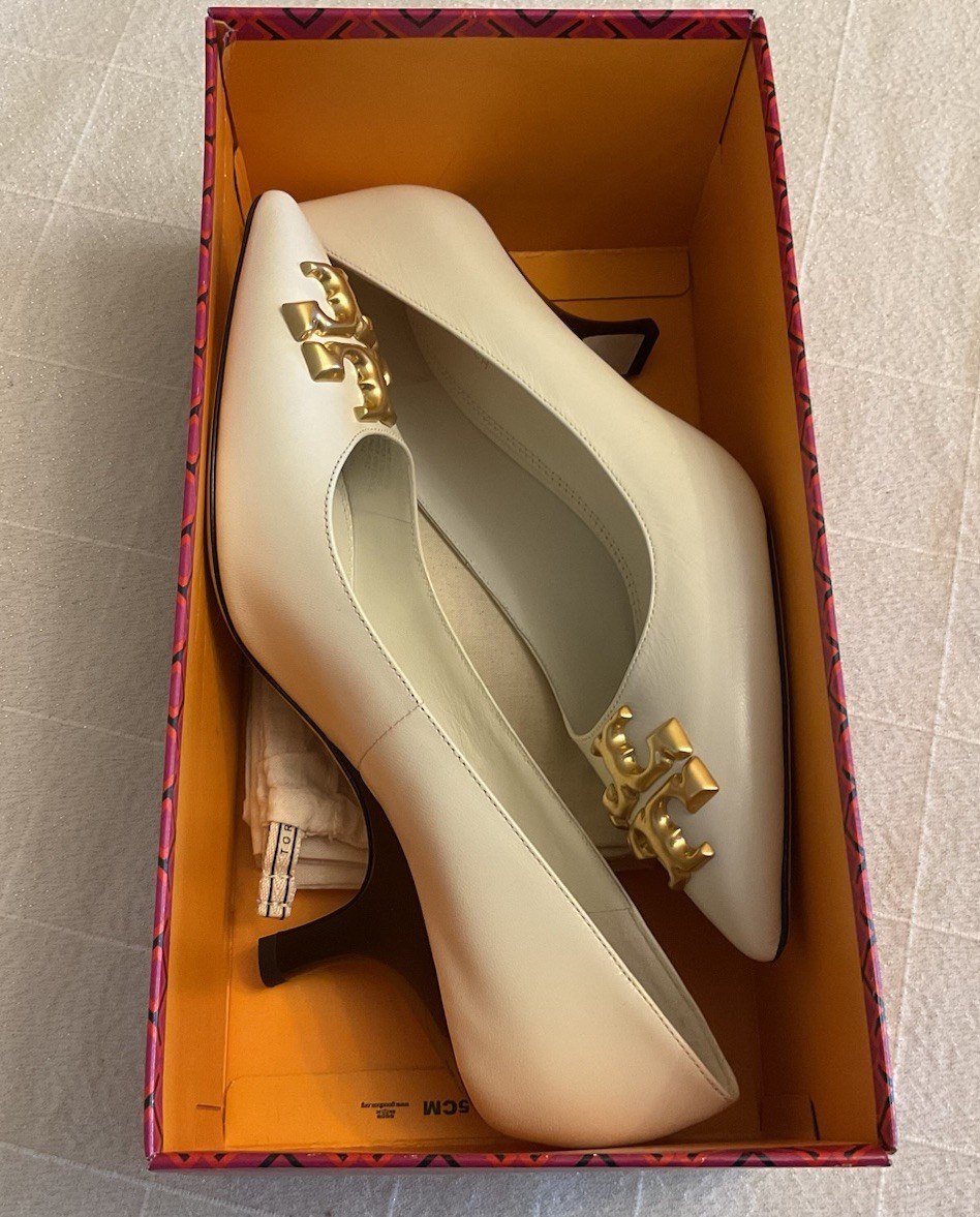 Tory Burch Eleanor Leather Slingback Kitten Heels Pumps Sz 9 $348