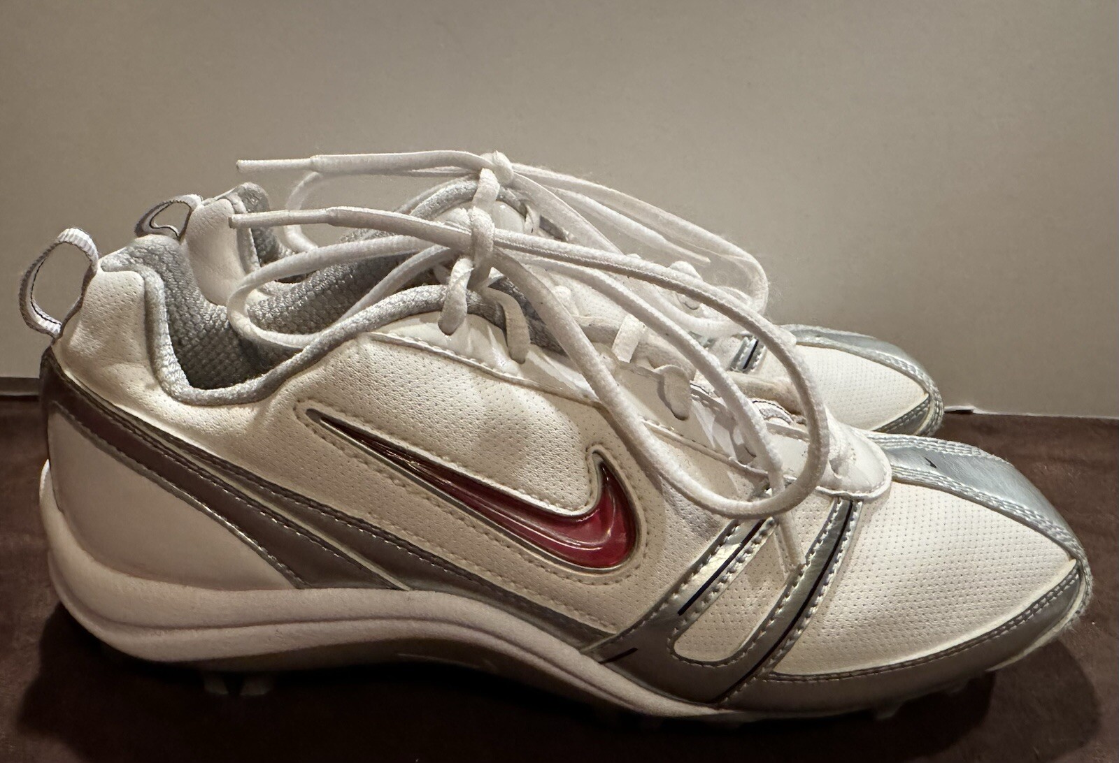 Nike Speedlax Lacrosse Cleats Shoes Women’s Size 7.5 334097-101 White Gray Turf