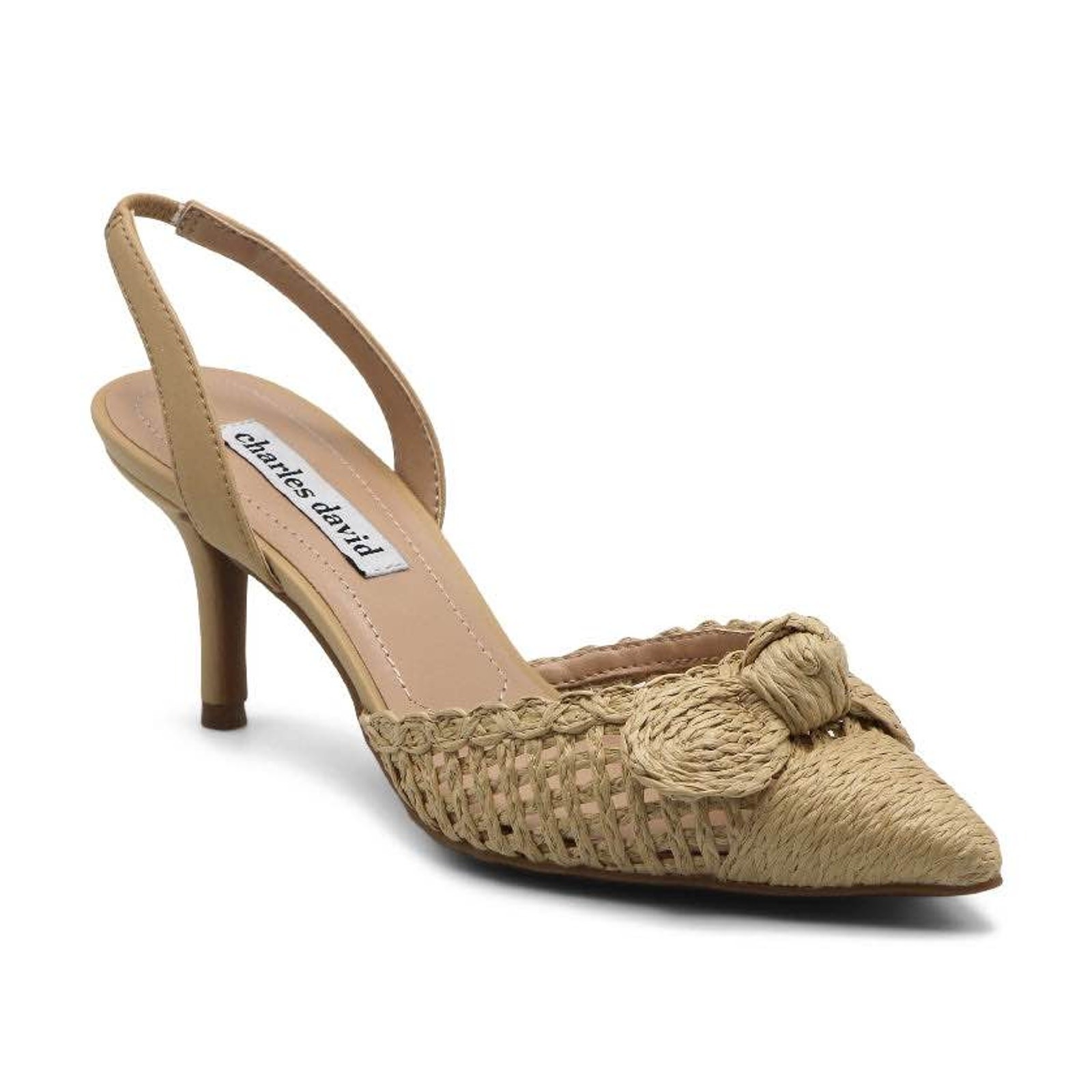 Charles David Women’s Size 8 Allyson Raffia Bow Slingback Heels