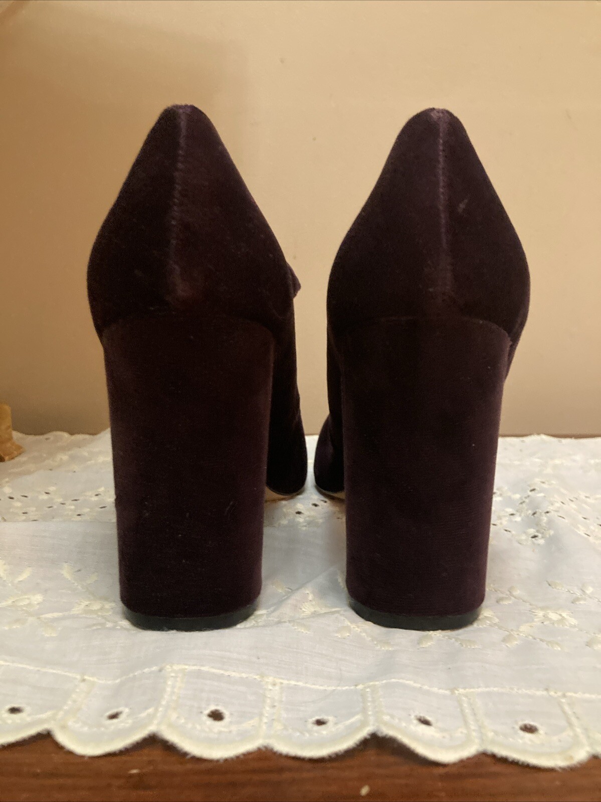 Lands’ End Velvet Heels Formal Chunky Block Heel Workwear Office Business