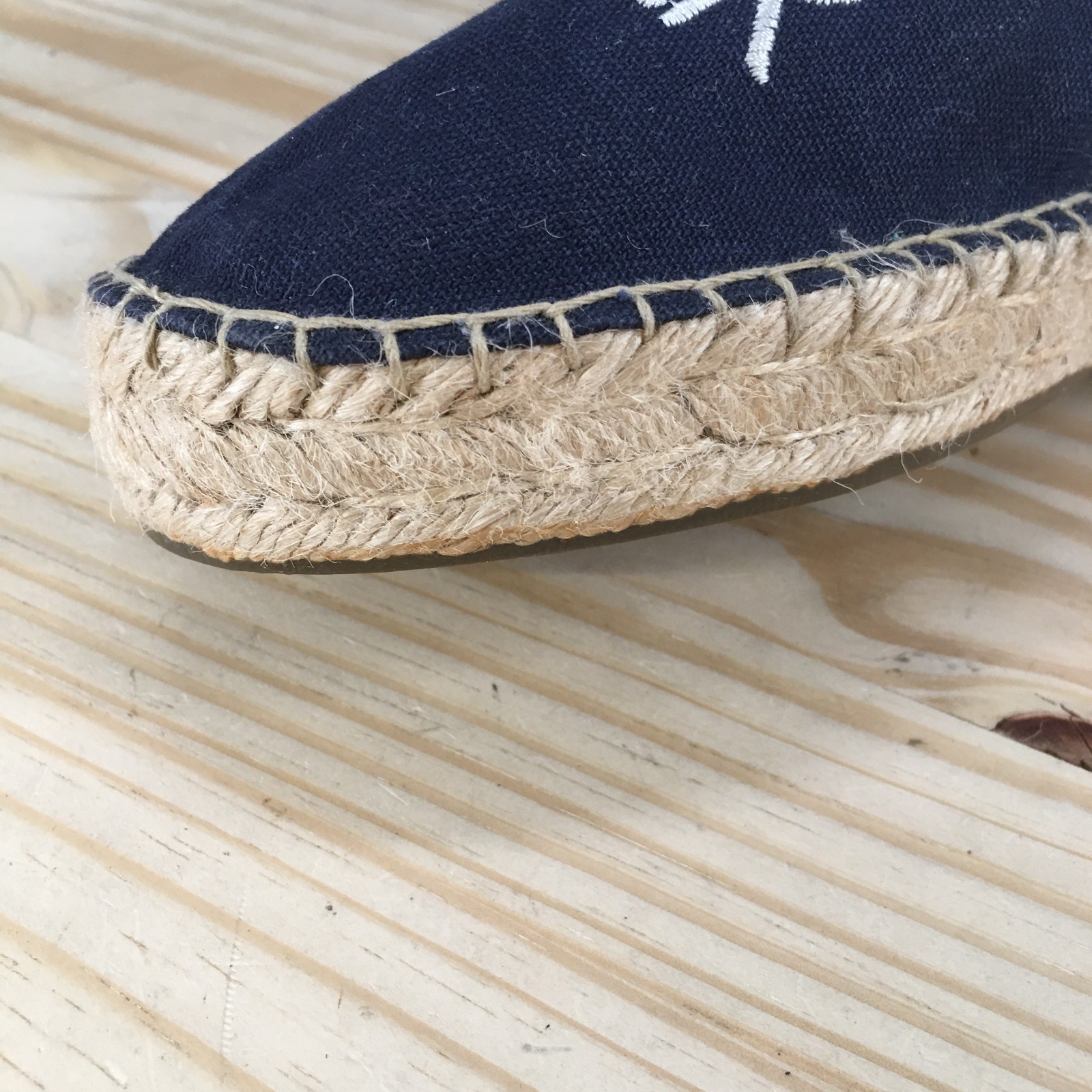 Aerie Shoes Womens 10 Super Shady Slip On Espadrille Loafer Flats Blue Canvas