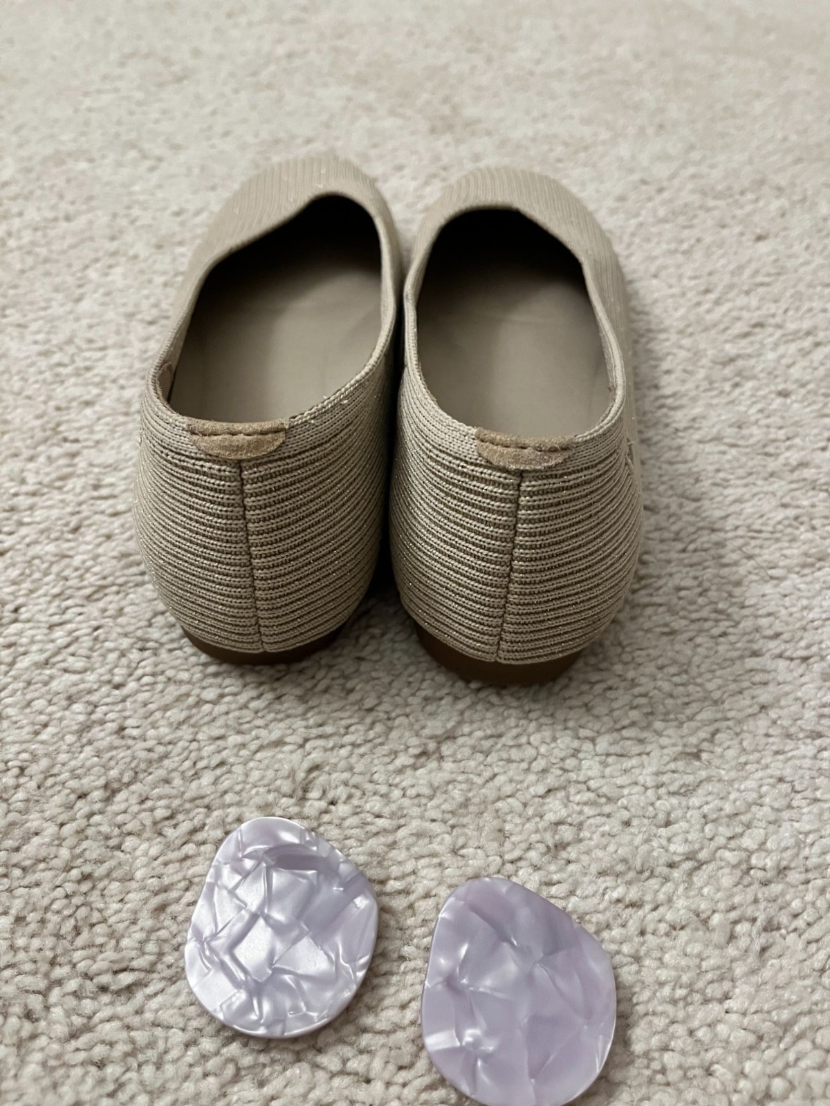 VIVAIA Almond Margot 2.0 Square Toe Ballet Flats & MOP Clips 38.5, US 7.5 EUC
