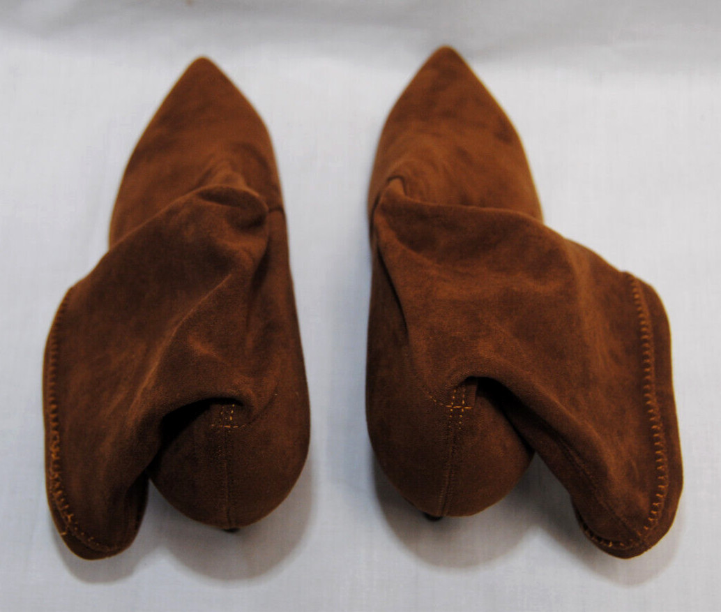 Divanne Womens Ankle Boots Pointed Toe Mid Calf Stretchy Suede Kitten Heel T2363