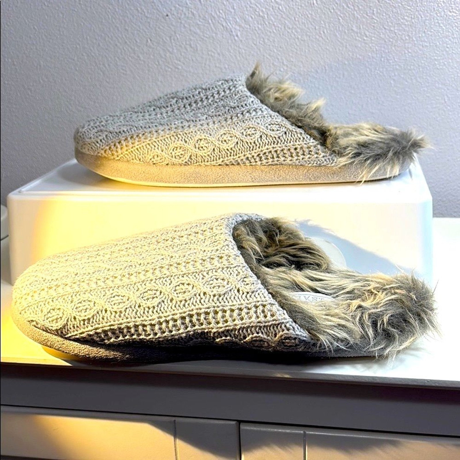 NWT PJ Salvage Gray Knit Slippers Women’s M/L