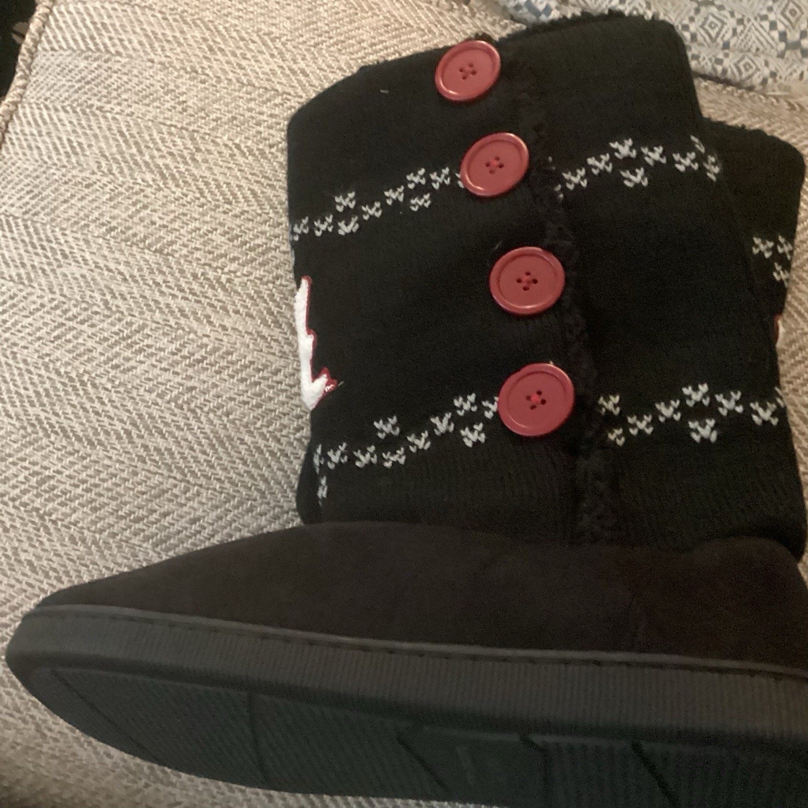 College Edition Women’s Black knit Boots Size 11/12 Alabama NWT