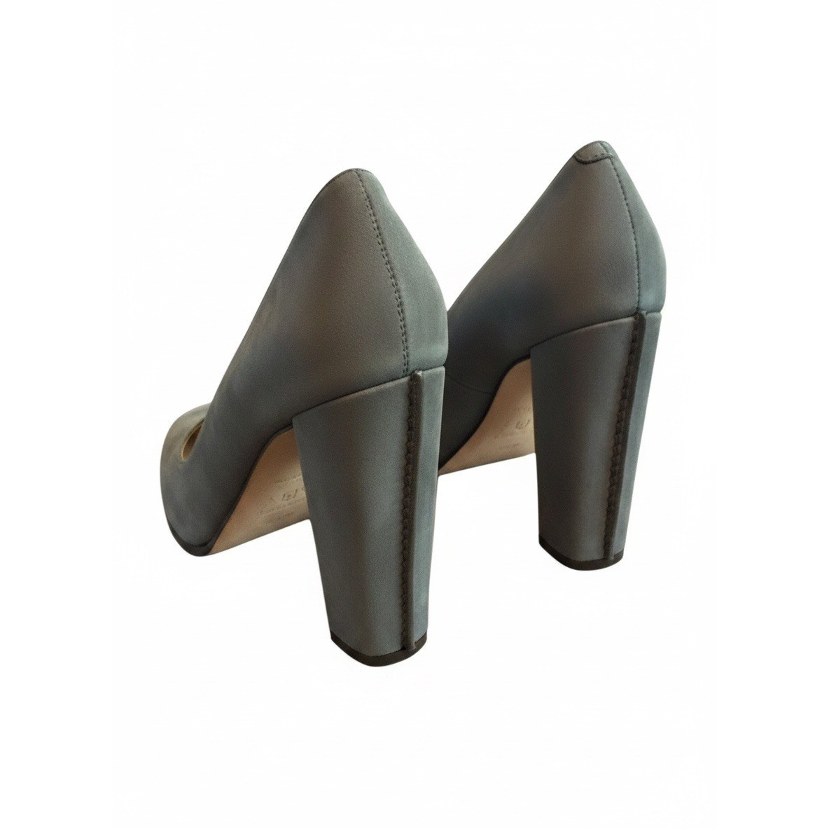 Ella Moss Platform Pumps 8.5 Grey Suede Leather Block Heel Office Siren