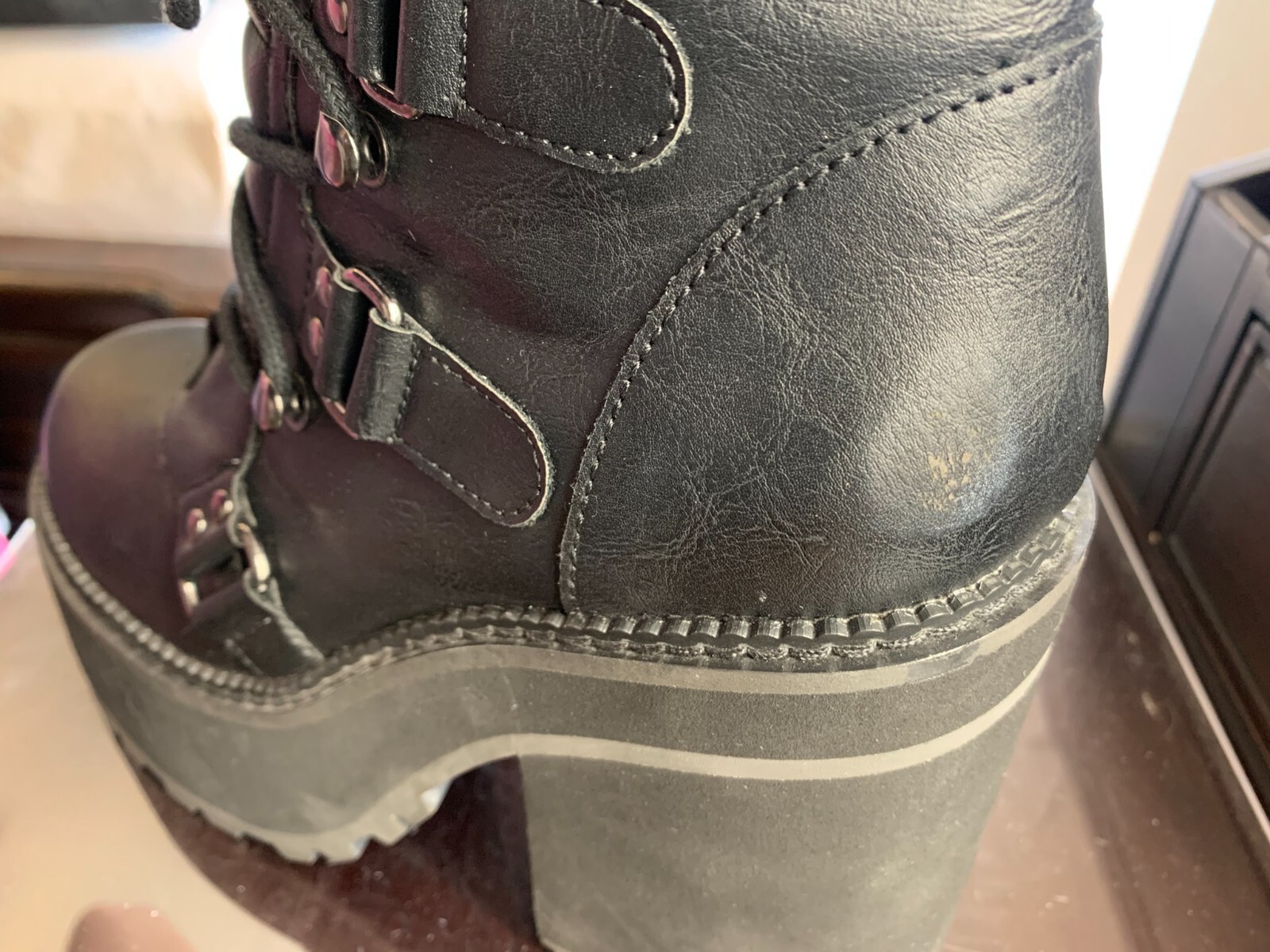 Killstar Black Broom Rider Faux Leather Women’s Size 6 Ankle Boots