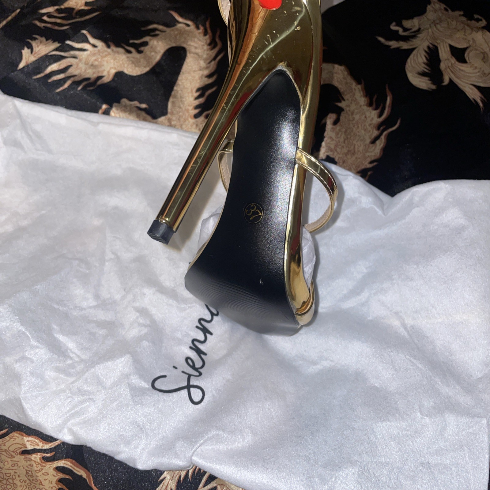 Sienna Rossi Pia Rhinestone Scorpion Strap Sandals In Gold