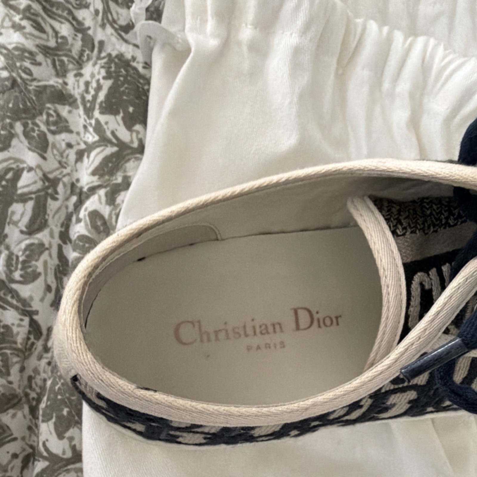 Dior Walk’n’Dior Oblique Embroidered Deep Blue Women’s Lace Up Sneakers Canvas