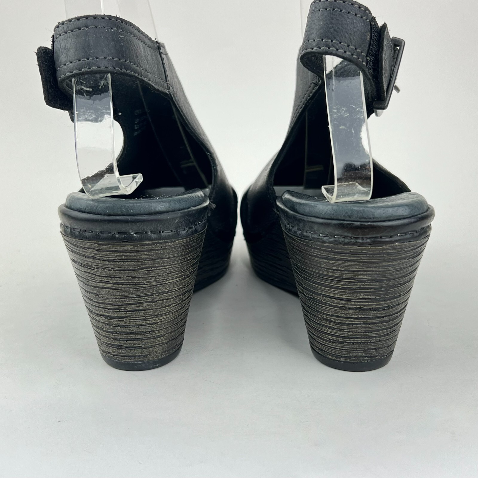 DANSKO VANDA Leather Peep Toe Wedge Black Slingback Platform Women US 6/6.5 EU36