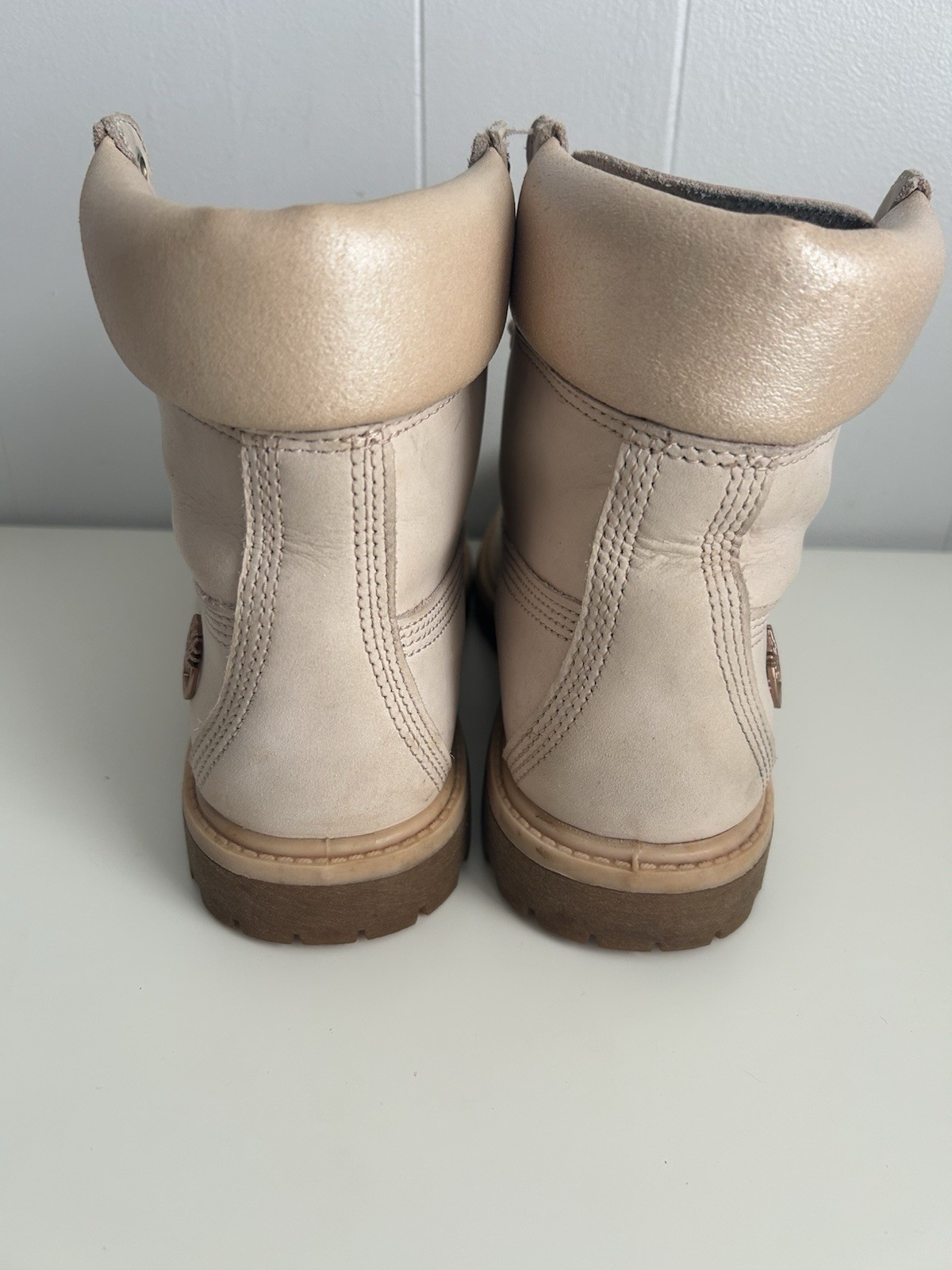 Timberland Women’s Boots Light Pink Leather 8 Med Premium Waterproof Rosegold