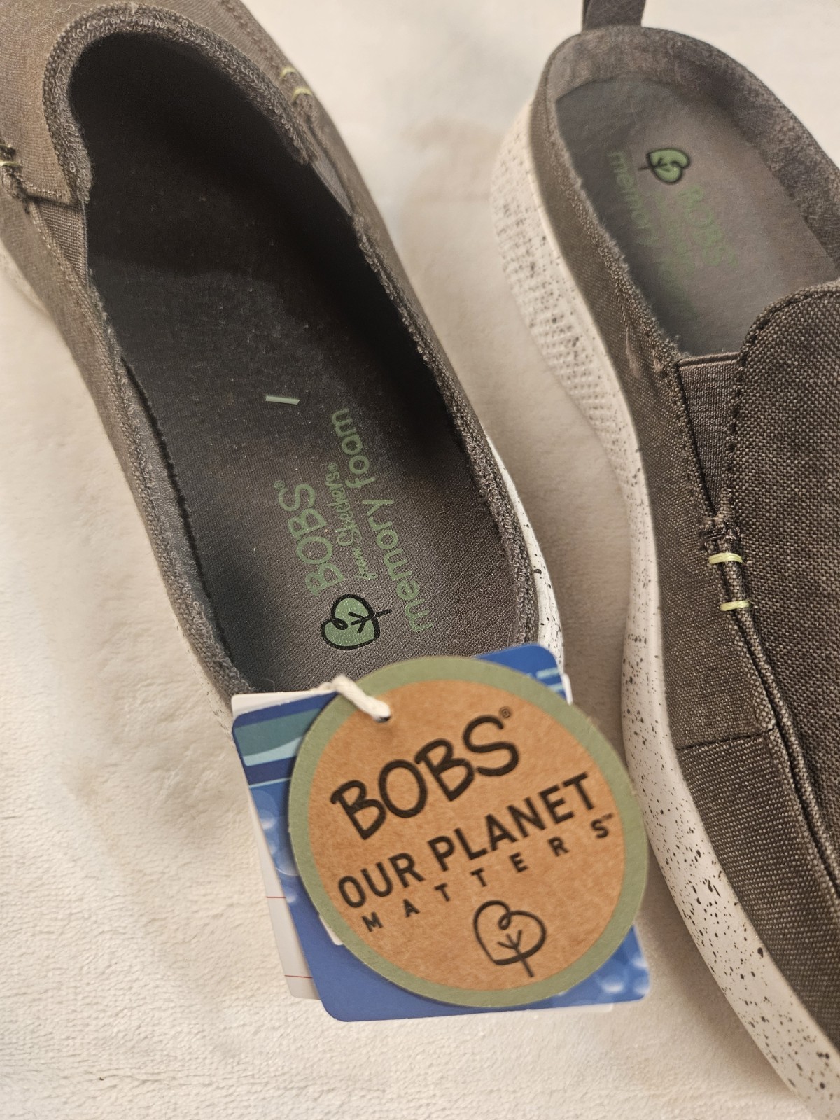 Skechers BOBS Skipper Water & Air Slip On Loafers Canvas Shoes Sz 8 Charcoal NEW