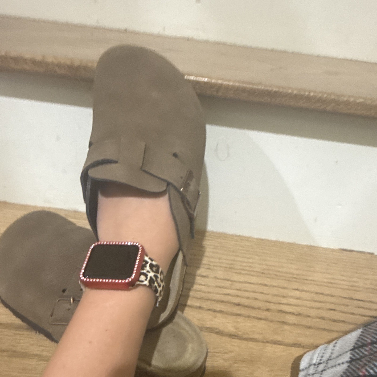 Project Cloud Brown Women’s Slide Sandals Buckle Faux Leather Upper US 7