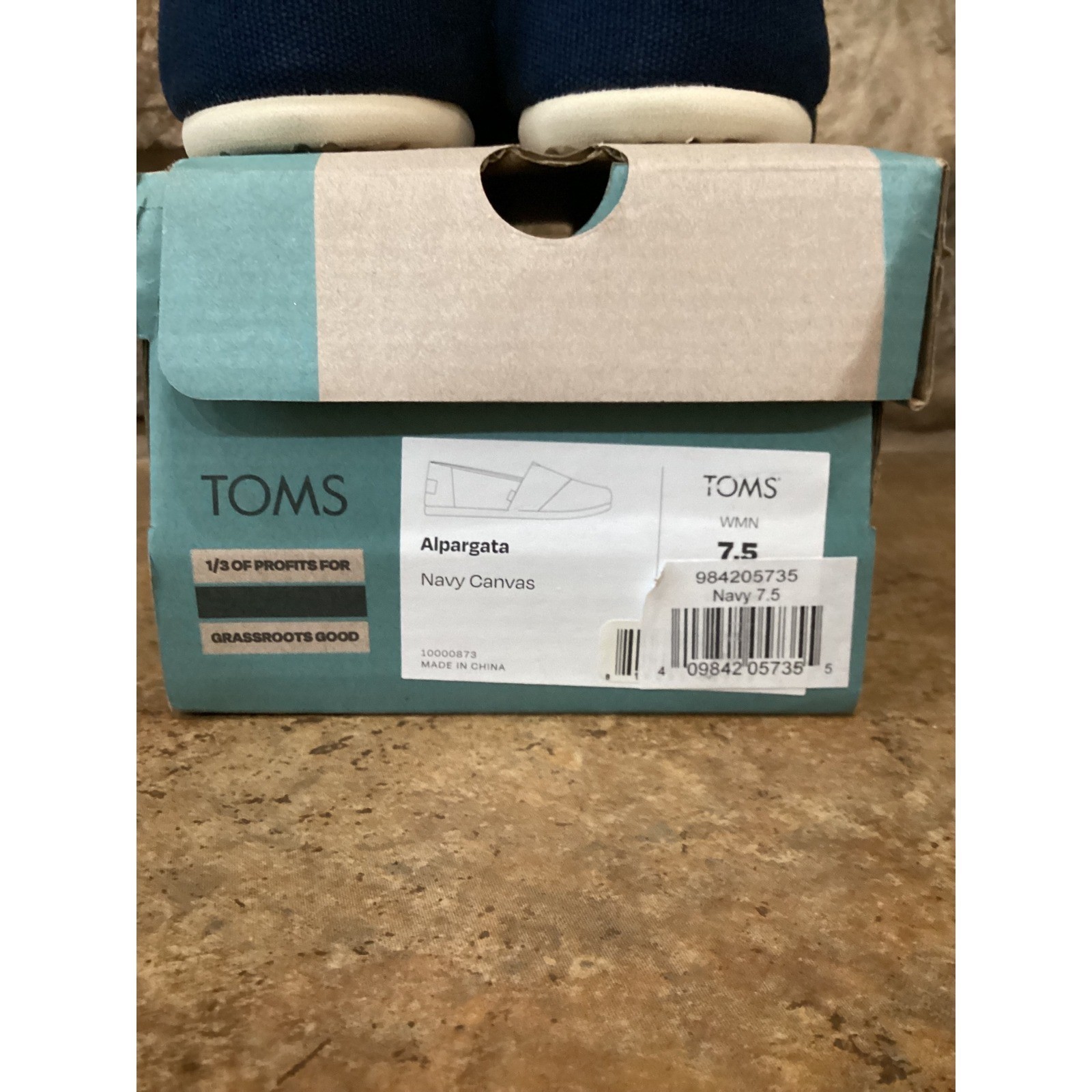 TOMS Alpargata Navy Canvas Slip On Shoes Womens 7.5 10000873 Flat Espadrille New