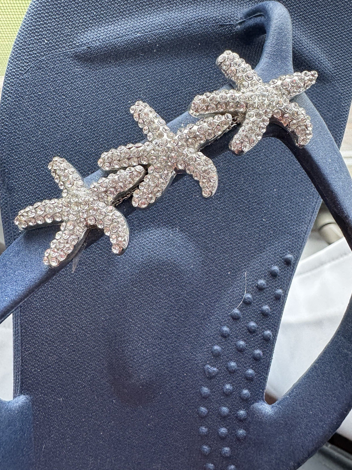 EUC Oka-B Ryann Flip Flop beach themed sandals crystal-encrusted starfish charm