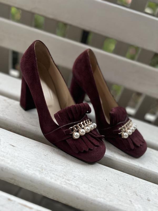women navy boot heels burgundy leather 39.5