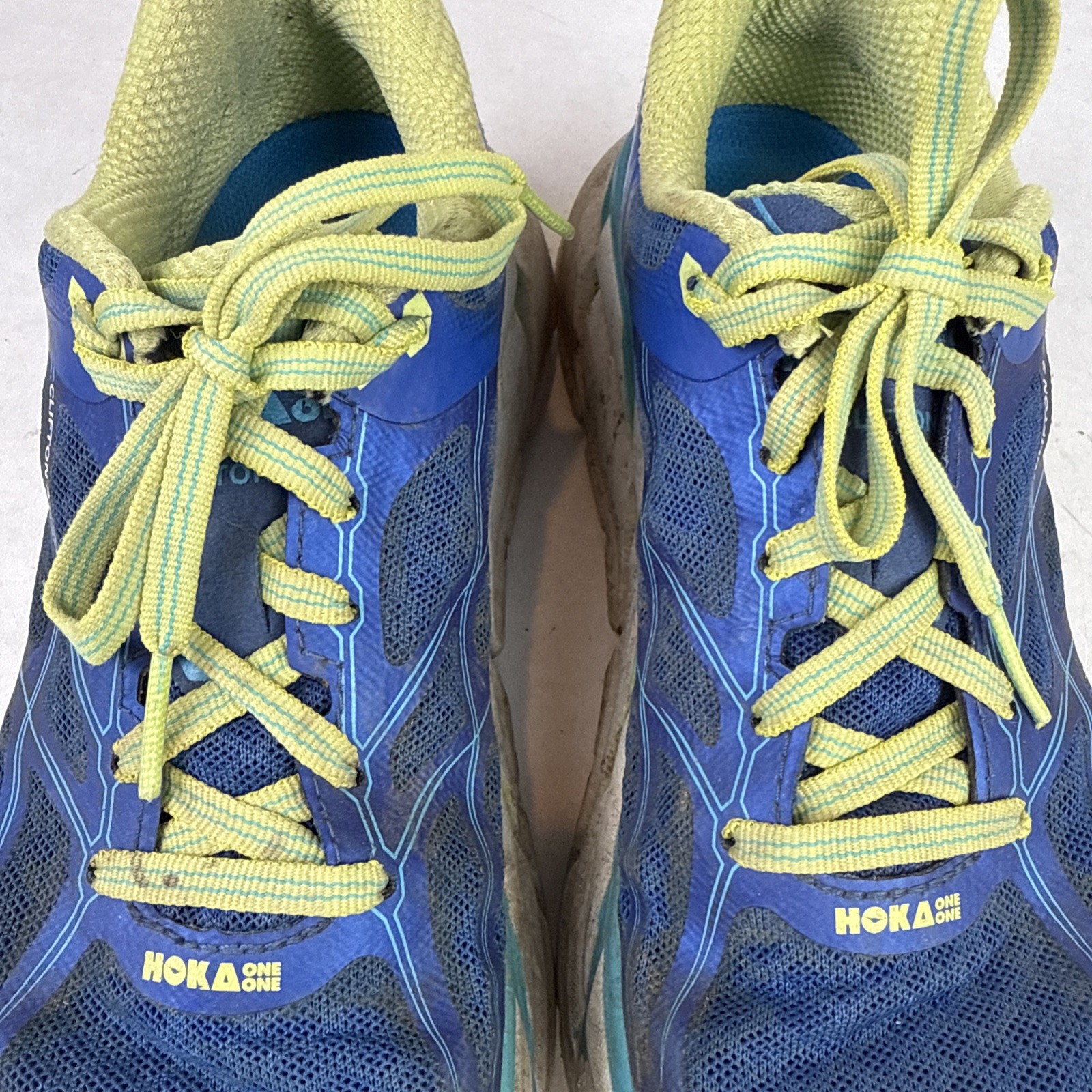 Hoka One One Clifton 2 Shoes Blue Yellow Women’s Size 7/EU 38 2/3 Road Runner Lt