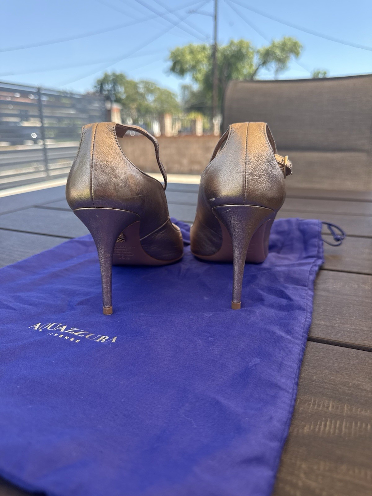 Aquazurra Gold Leather Heels
