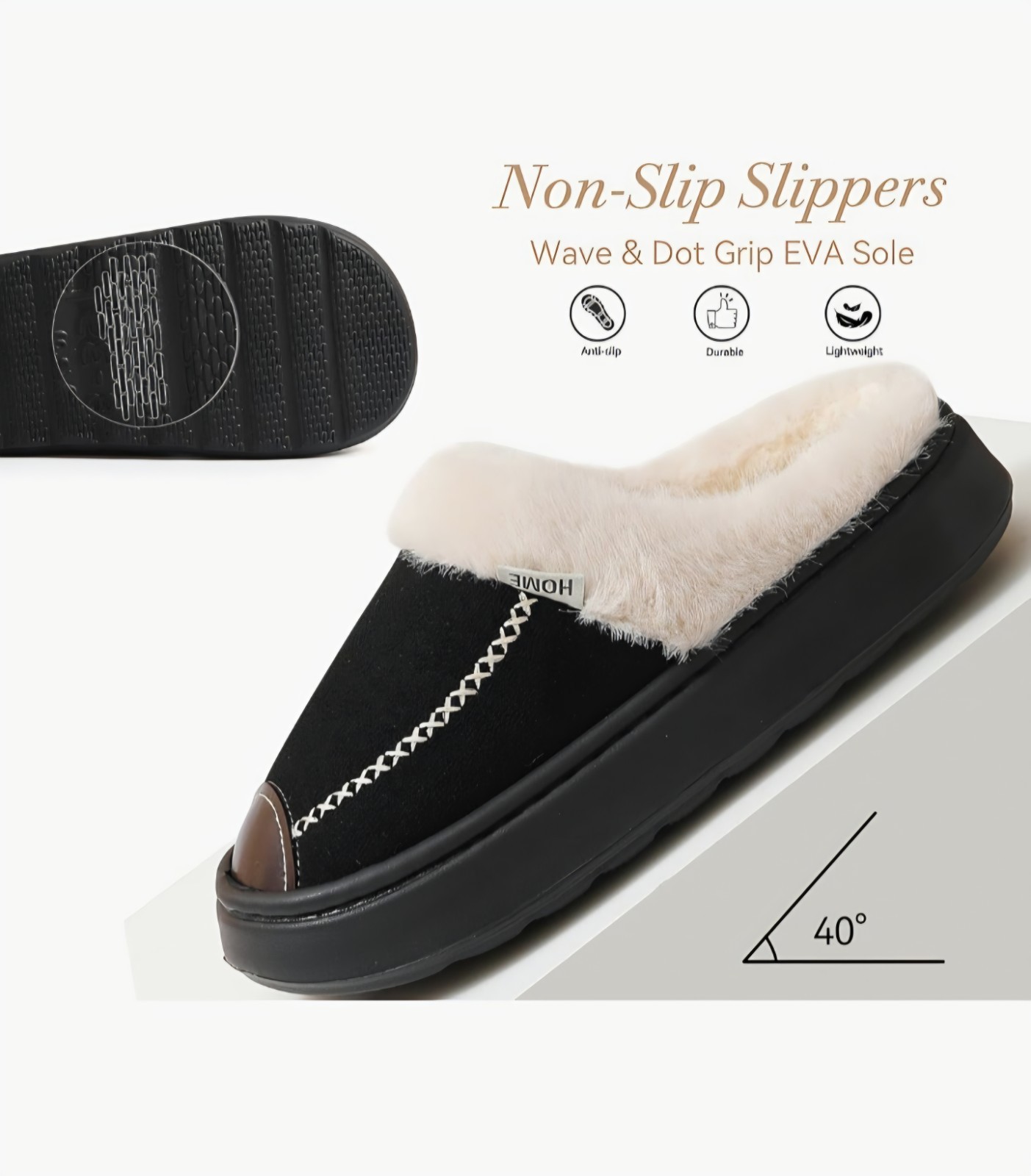 Women’s Fuzzy Slippers Warm Plush Lining Non-Slip Lightweight House Shoes Indoor