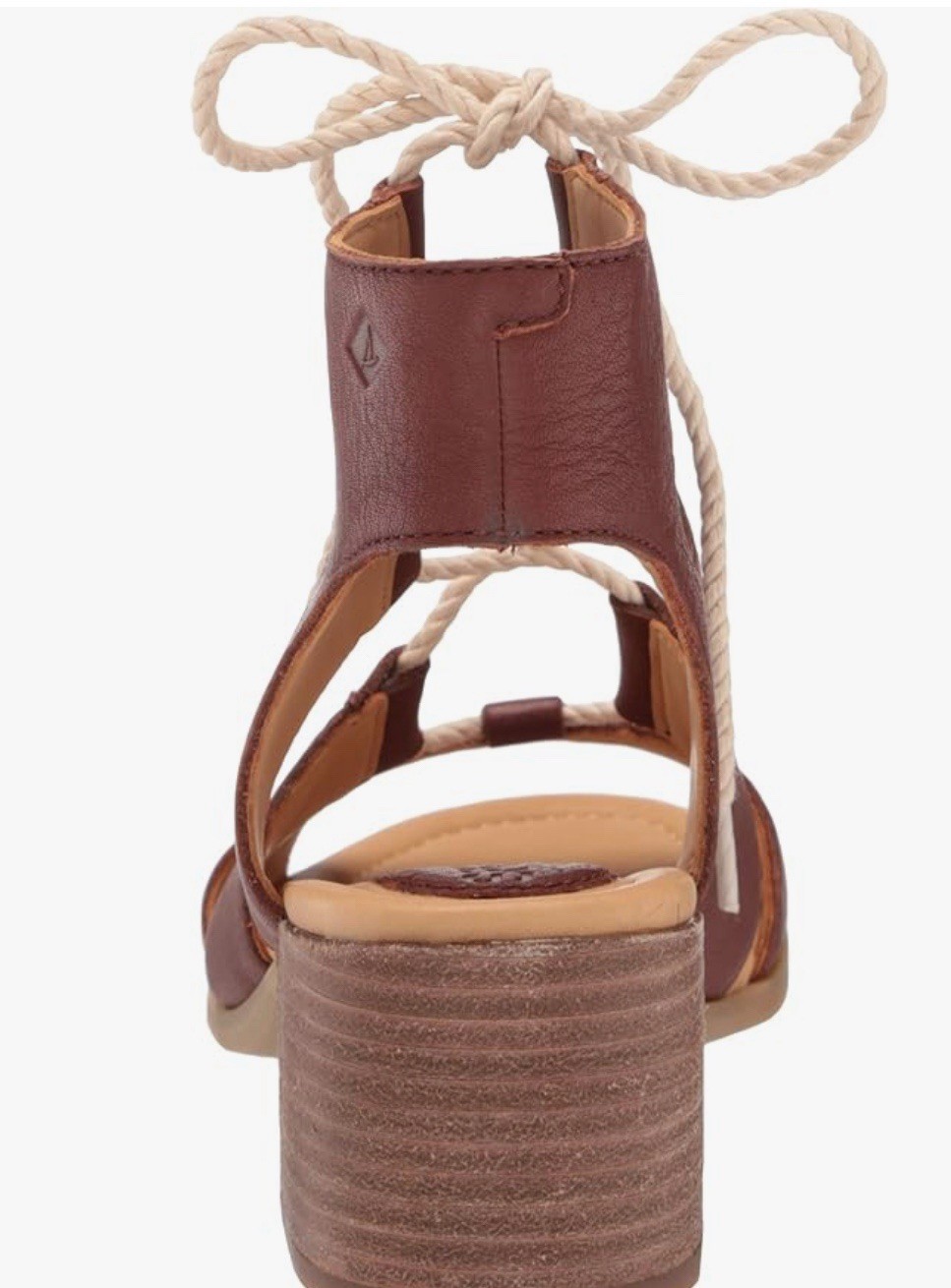 Sperry Top Sider Vivienne Lia Leather Sandals Lace Up Block Heel Size 8.5