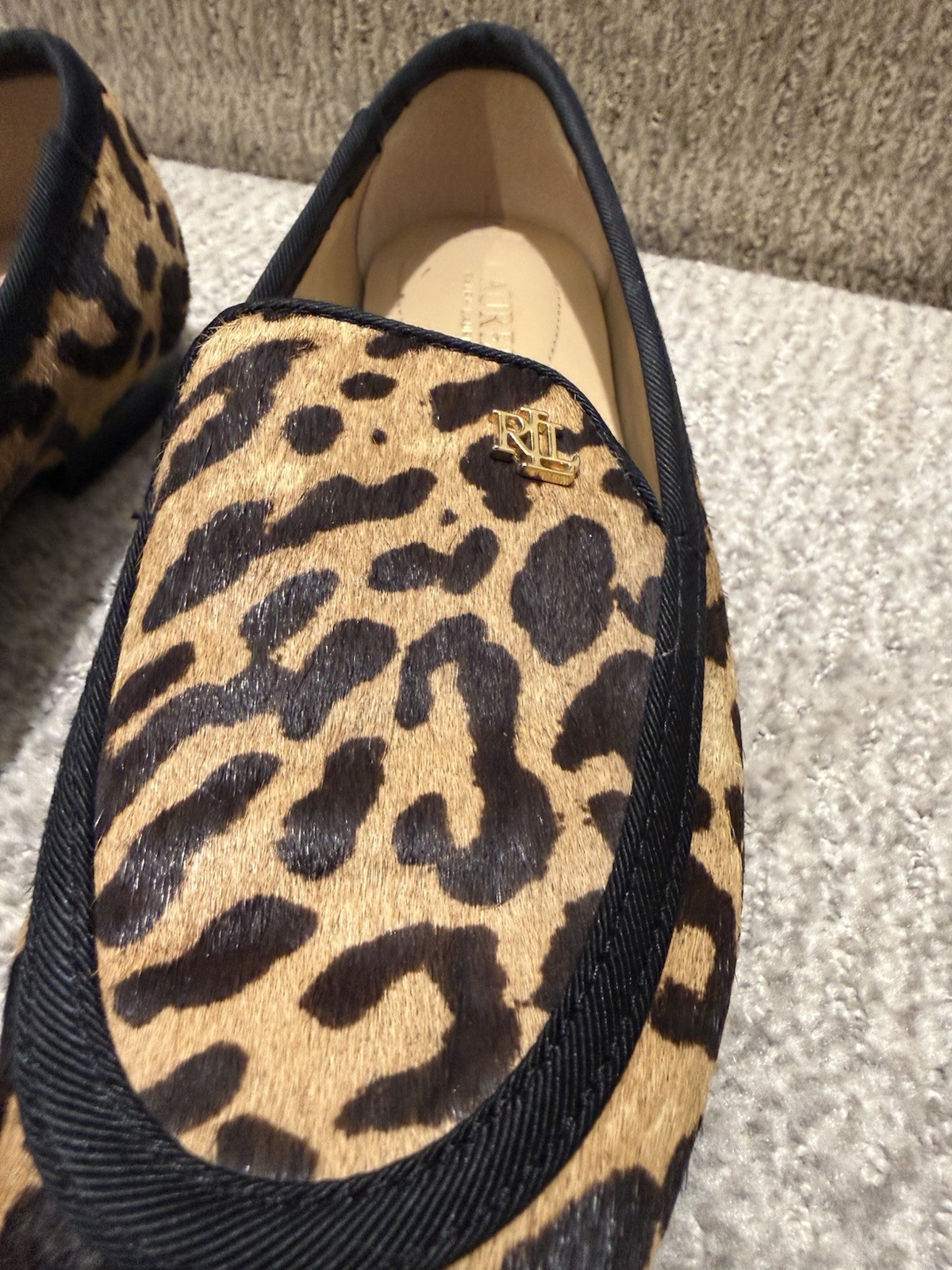 Lauren Ralph Lauren Clair III Leopard Print Calf Hair Loafers Flats Womens 7.5B