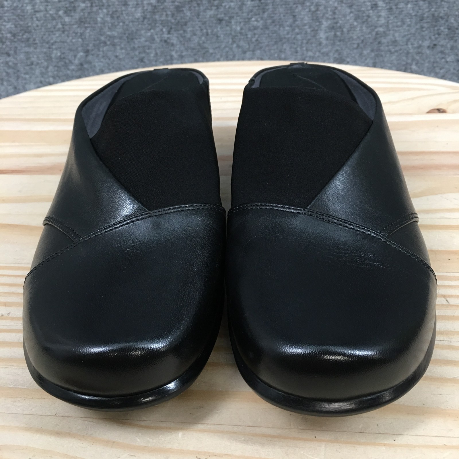 Clarks Artisan Tyler Mules Clogs Shoes Womens 7XW Extra Wide Black Leather NEW