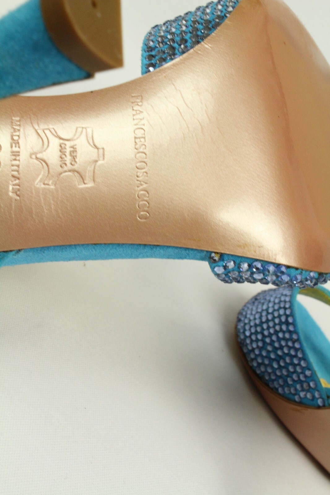 Claudio Milano Italy Women’s Blue Swarovski Crystal Suede Shoes Retail $420