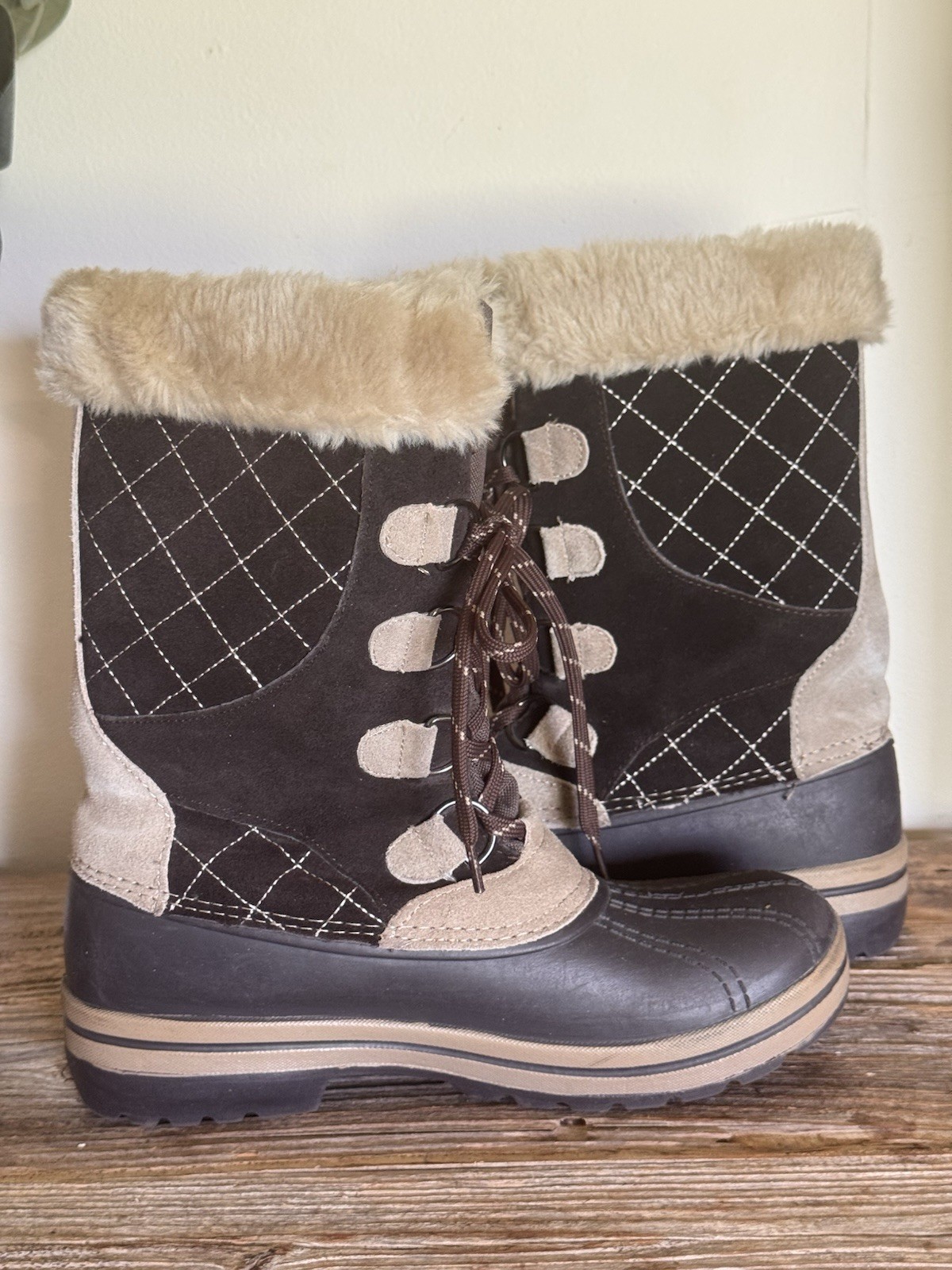 Magellan Outdoors Thinsulate Insulated Lace-Up Snow Boots Mid-Calf US 7 Brown