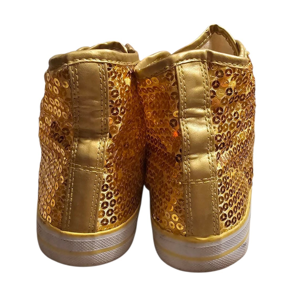 Balera Gold Sequin High Top Dance Sneaker Shoe Women 8 Hip Hop Party