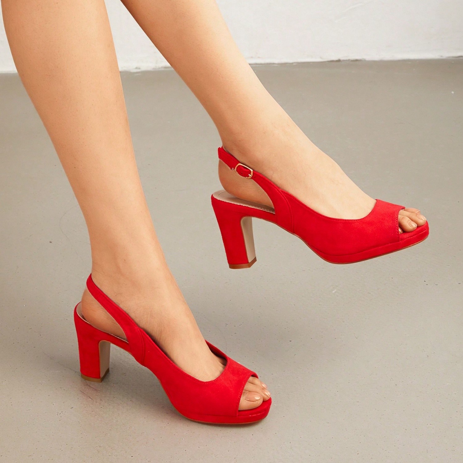 Women Peep Toe Platform Chunky Block Heel Slingback Dress Pump Shoes NEW