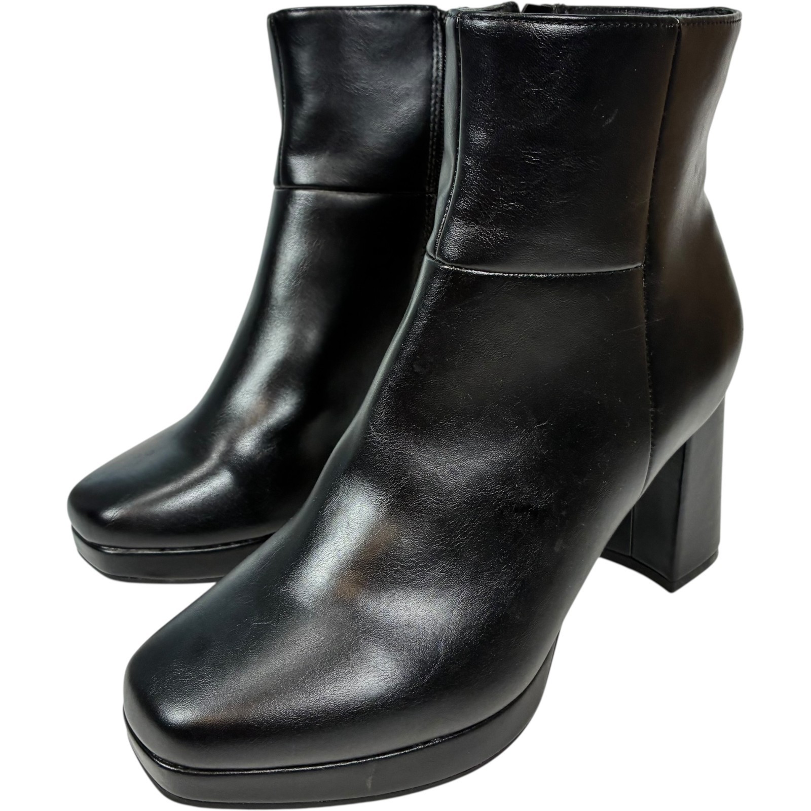 Worthington Gino Women’s Black 3.25in Block Heel Zip-up Bootie Size 9M