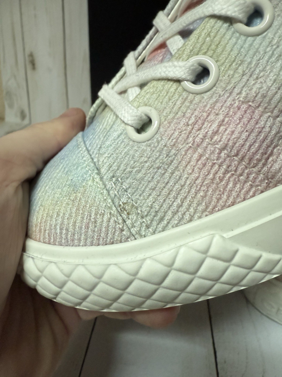 CHANEL Printed Fabric Quilted High Top Sneakers Green Pink Blue Sz 36 / 6