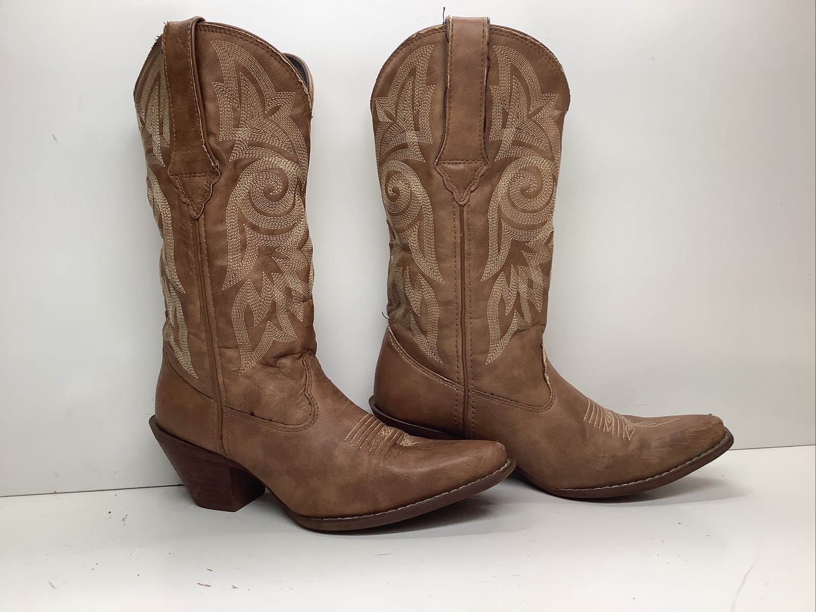 WOMENS DURANGO COWBOY ALL MAN MADE BROWN BOOTS SIZE 6.5 M