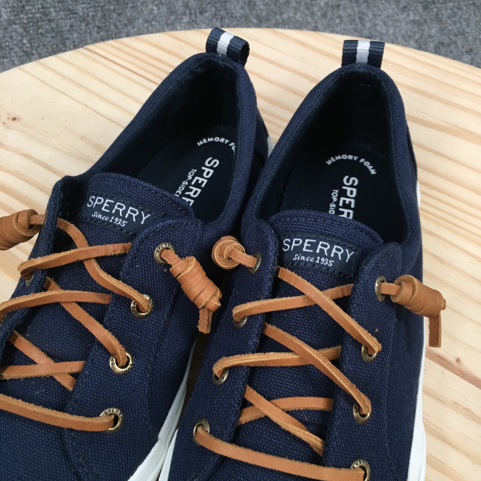 Sperry Shoes Womens 7.5 Pier Wave Sneakers Blue Canvas Lace Up Low Top STS 85104