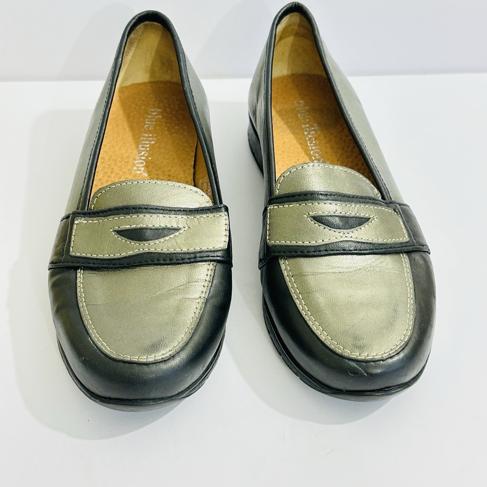 Blue Illusion Women’s Two Tone Leather Comfort Loafers EU37 AU6